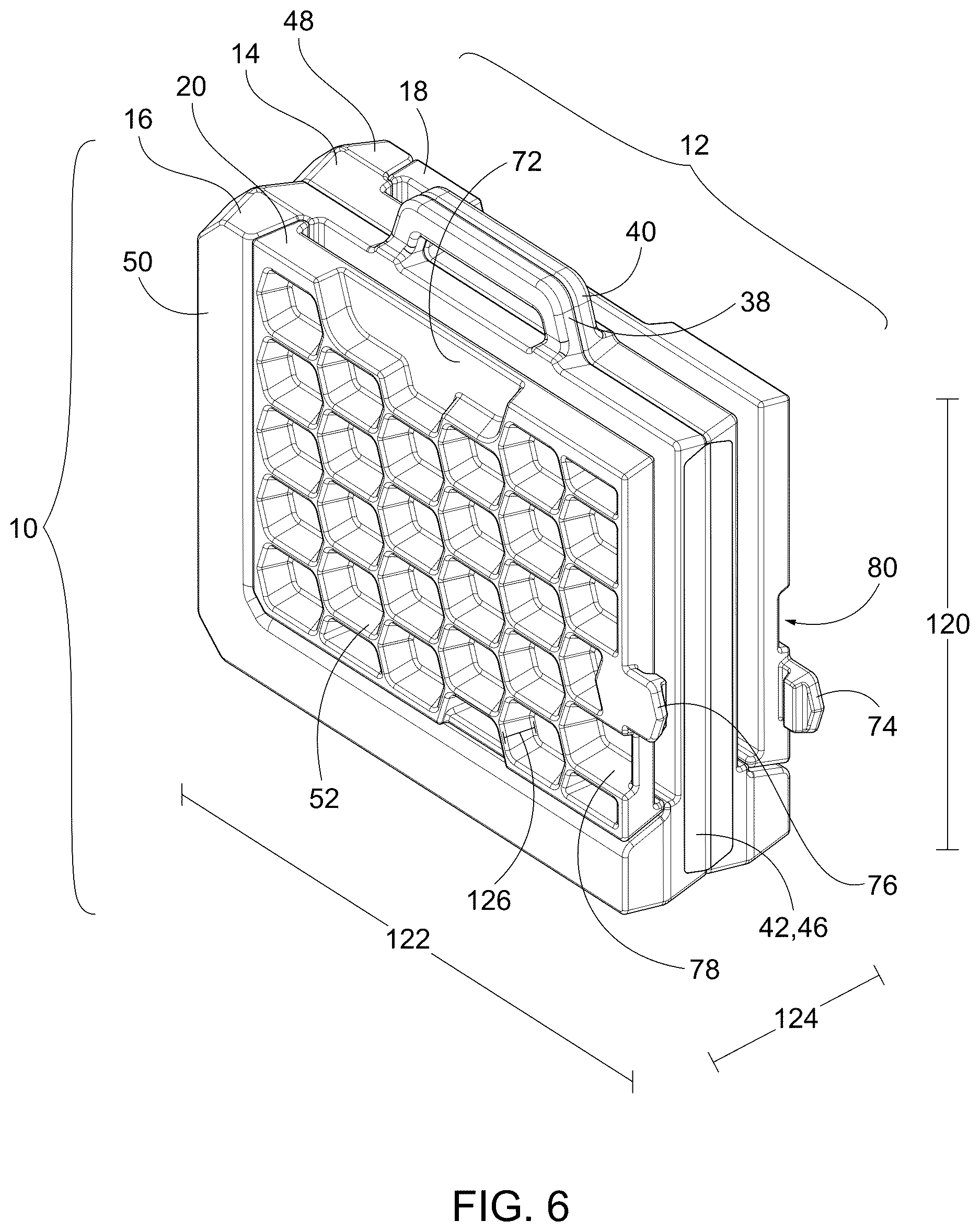 Patent US12616168 Figure 6 – Modular and interlocking foldable portable dog bed