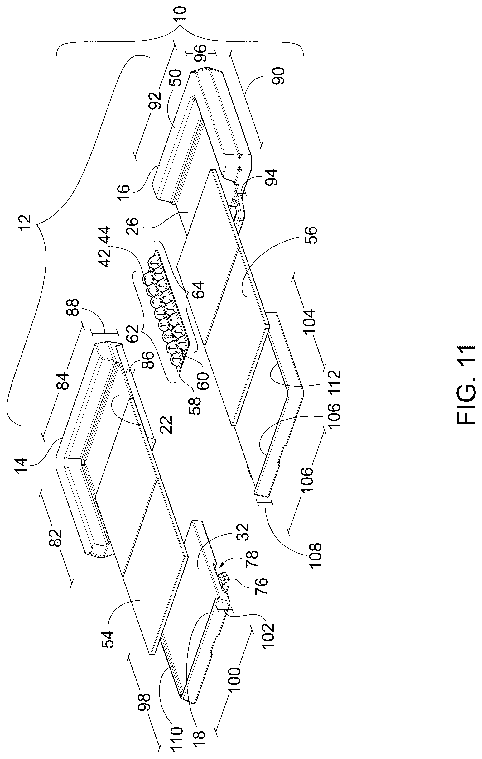 Patent US12616168 Figure 11 – Modular and interlocking foldable portable dog bed