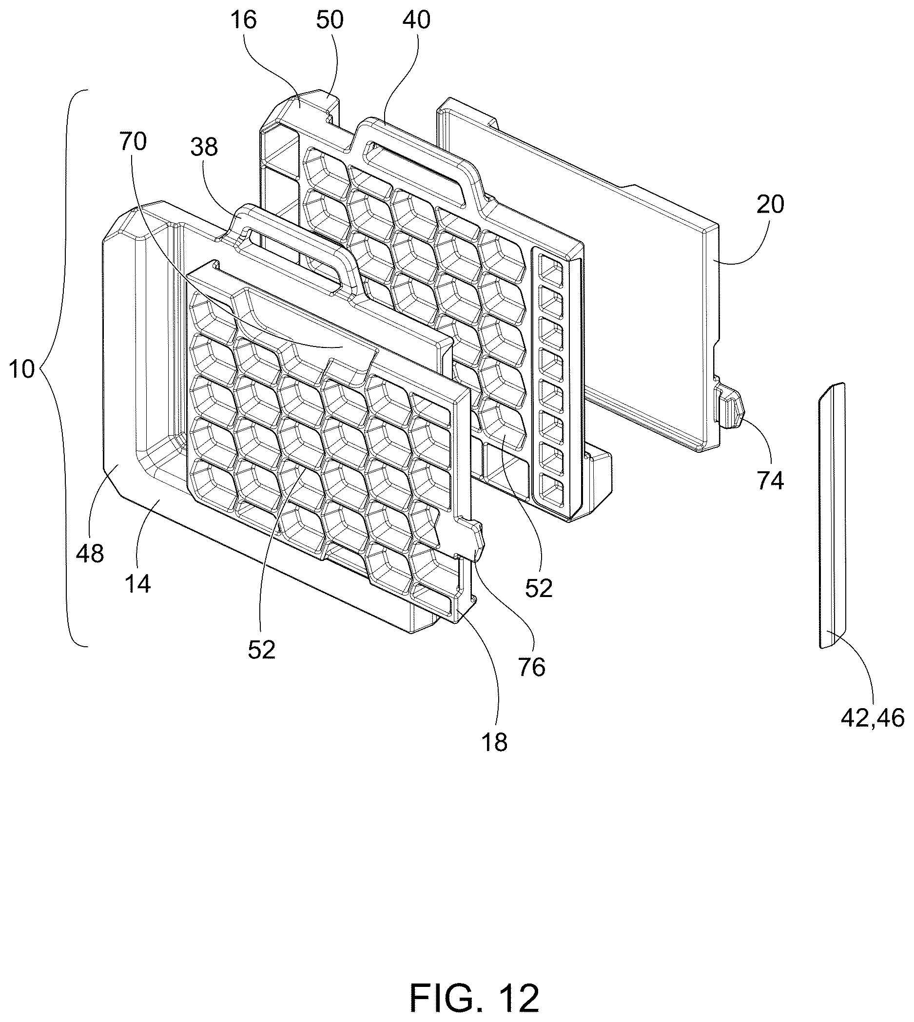 Patent US12616168 Figure 12 – Modular and interlocking foldable portable dog bed