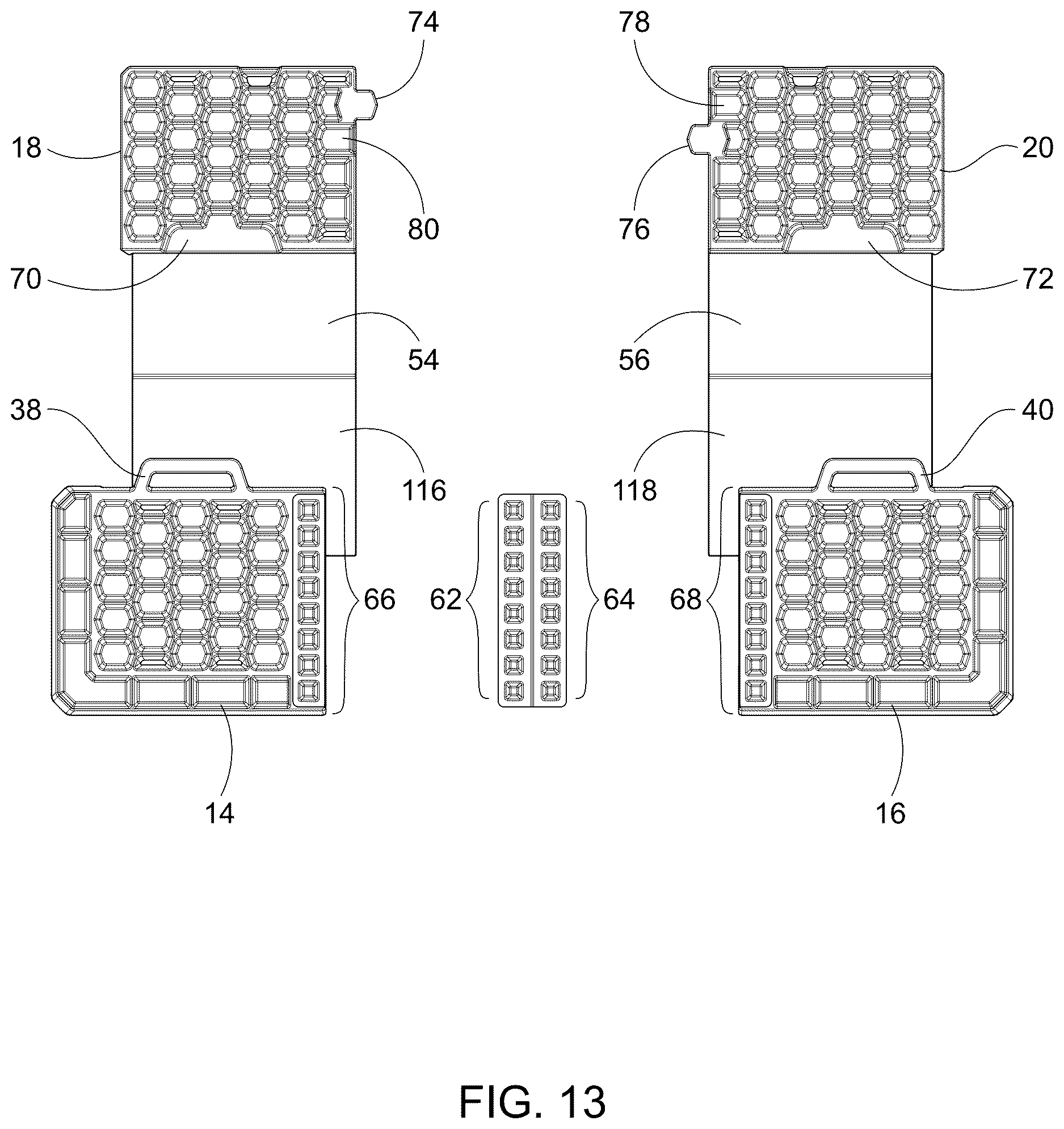 Patent US12616168 Figure 13 – Modular and interlocking foldable portable dog bed