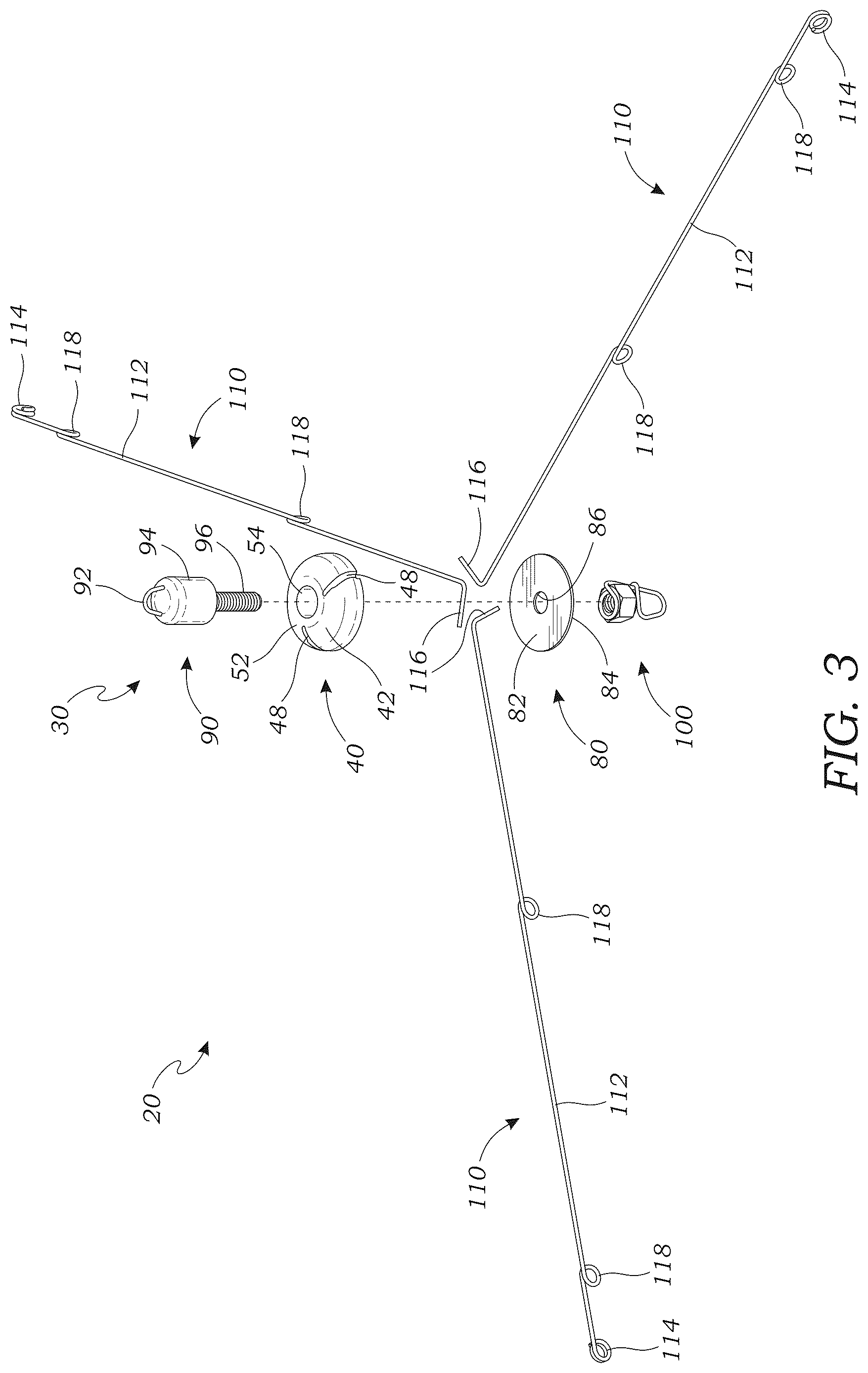 Patent US12616181 Figure 3 – Collapsible umbrella fishing rig apparatus and method of use