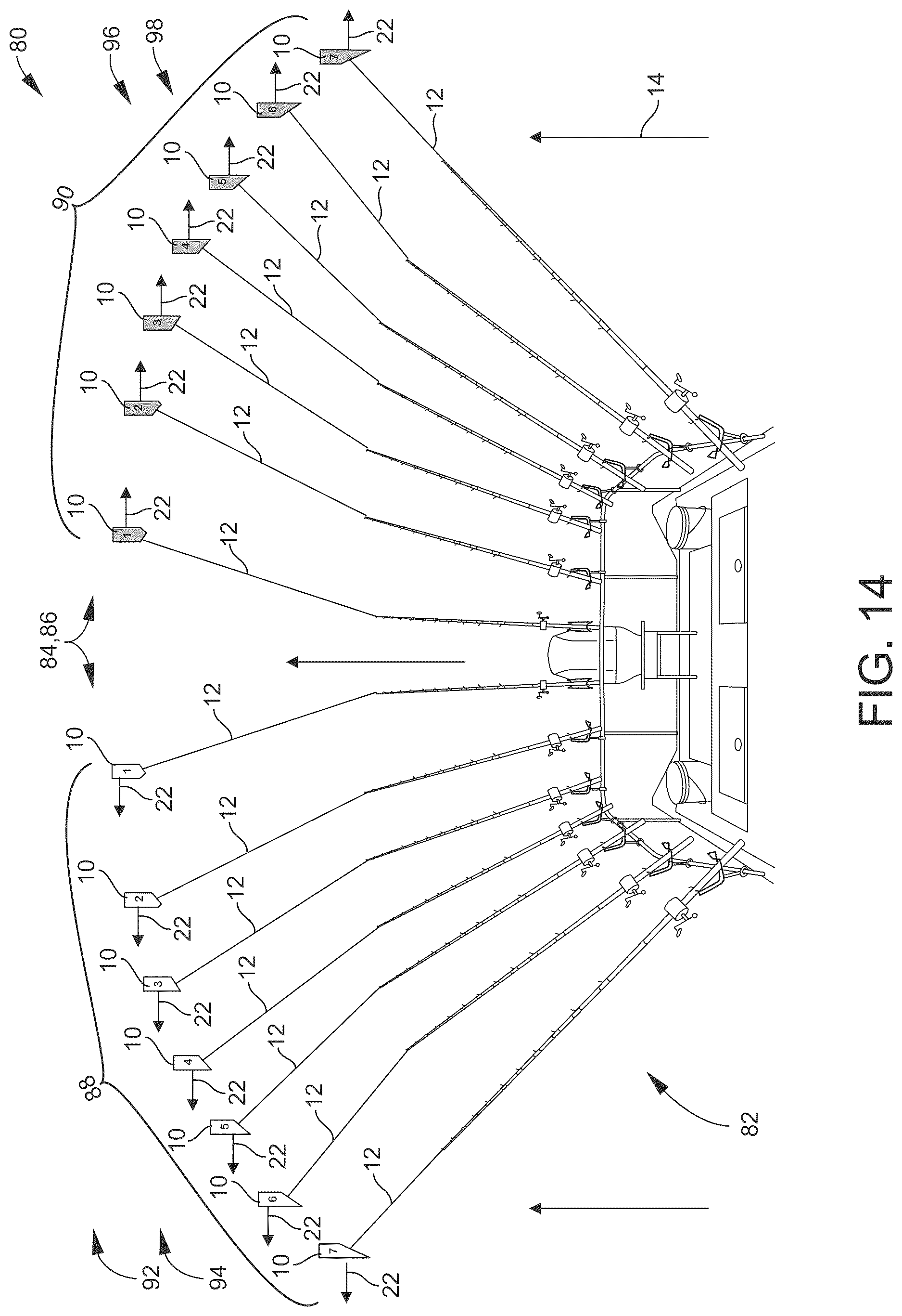 Patent US12616182 Figure 9 – Angled planar board and set configured to avoid fishing line entanglement
