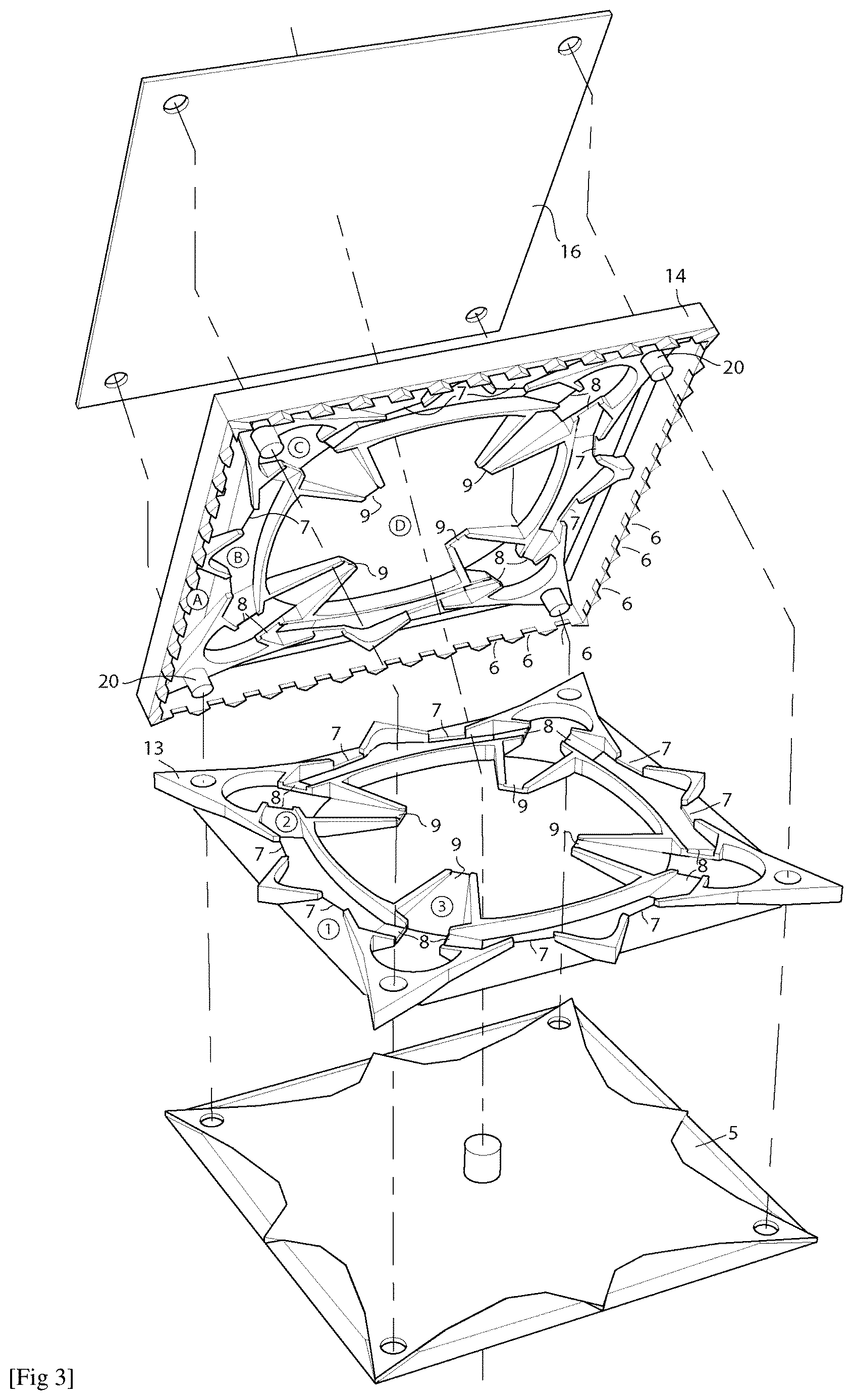 Patent US12616186 Figure 2 – Labyrinth for capturing and destroying mosquito larvae