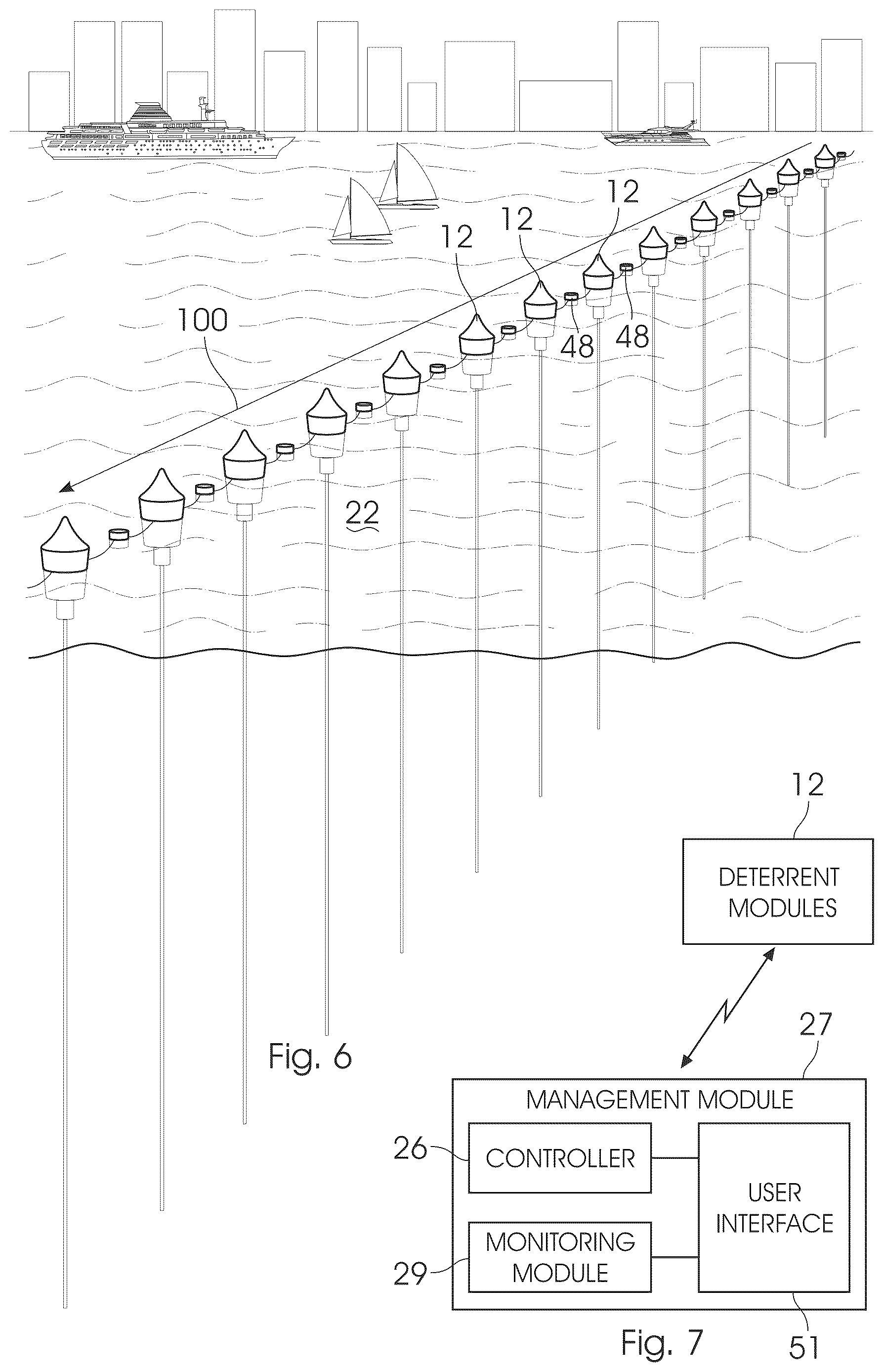 Patent US12616187 Figure 3 – System and method for deterring aquatic animals by remote control of electromagnetic barrier