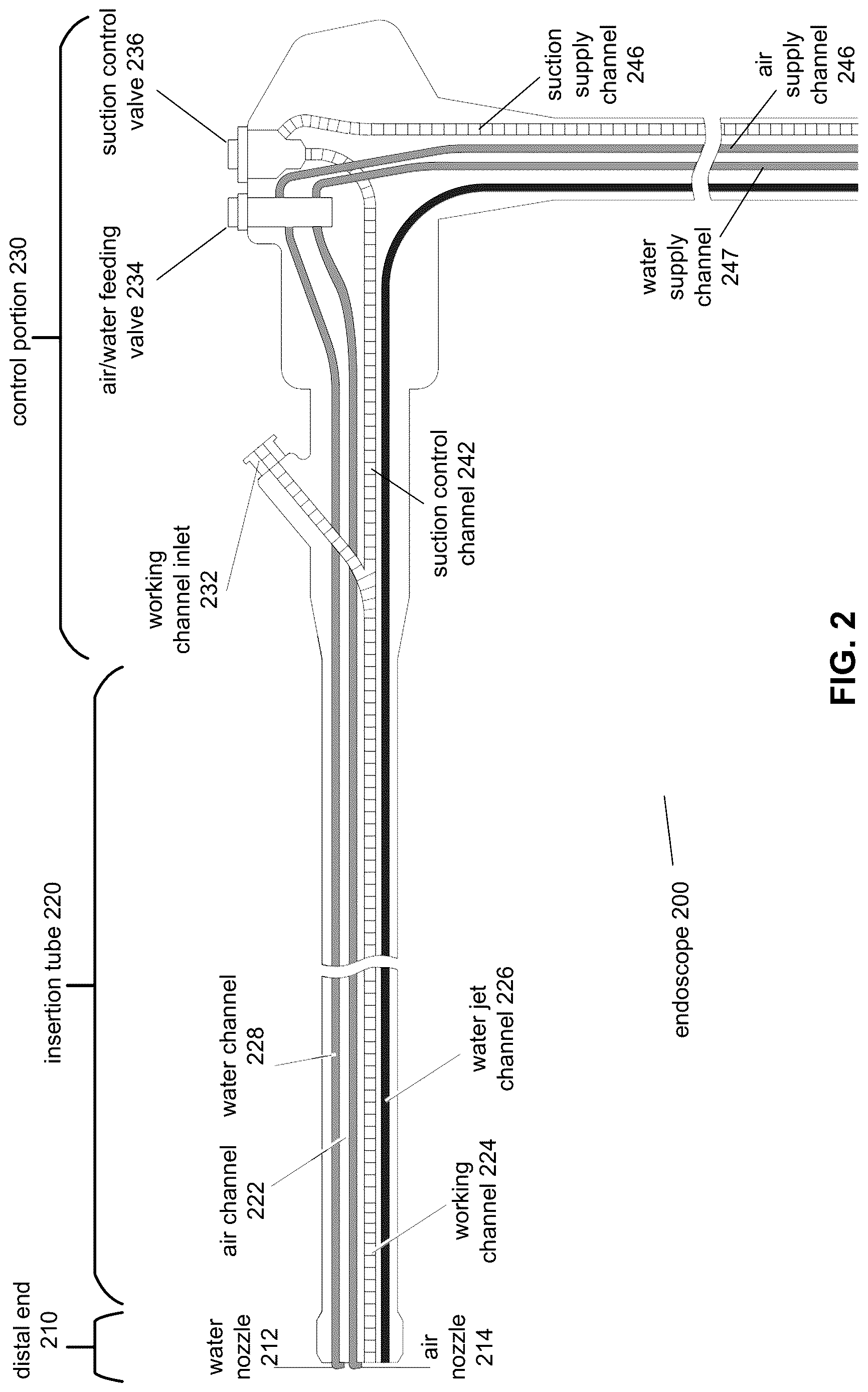 Patent US12616205 Figure 2 – Silver-ion-impregnated channel for endoscope, endoscope including silver-ion-impregnated channel, and methods of cleaning and reprocessing such endoscope