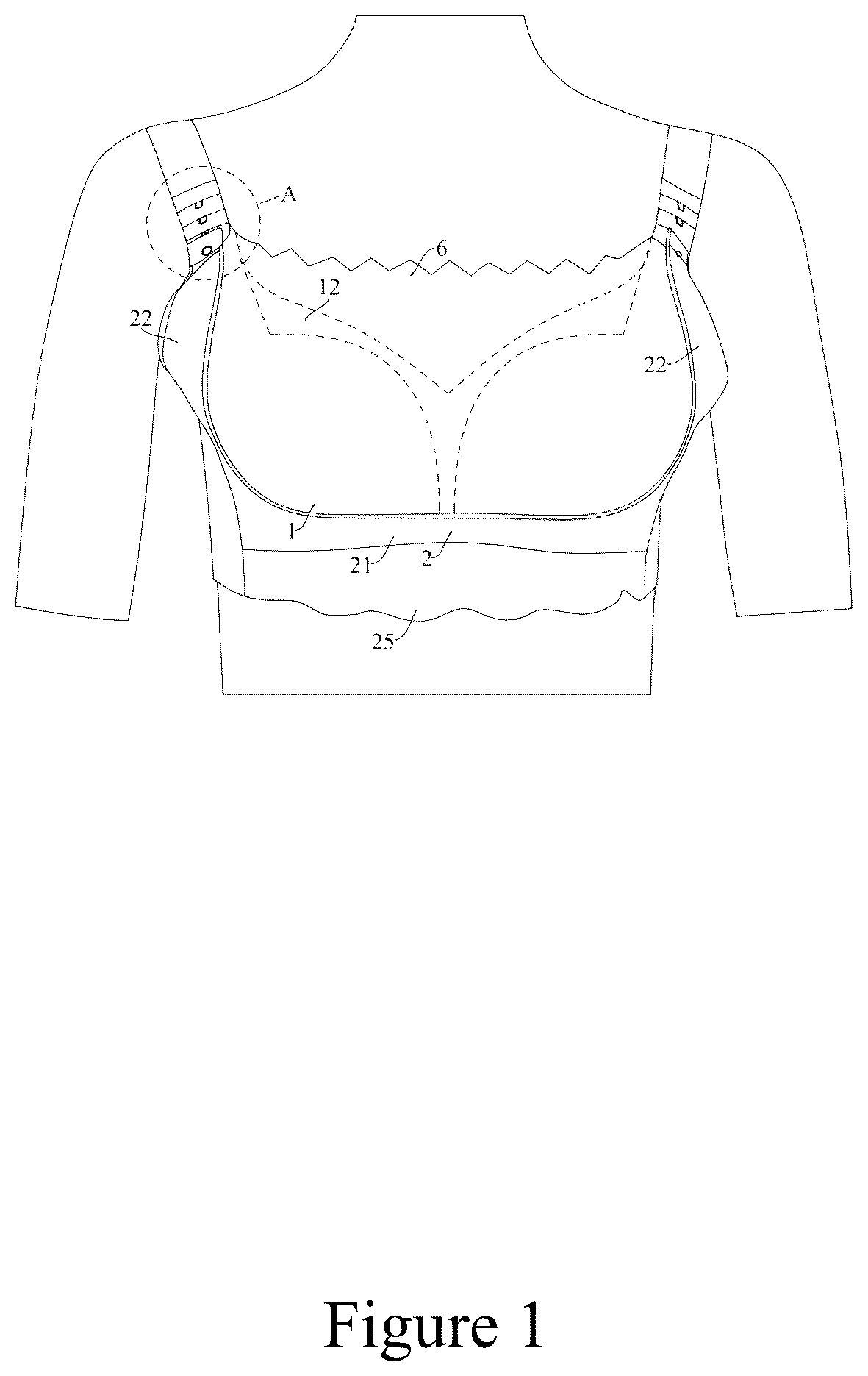 Patent US12616254 — Convenient adjustable shaper bra — Figure 1