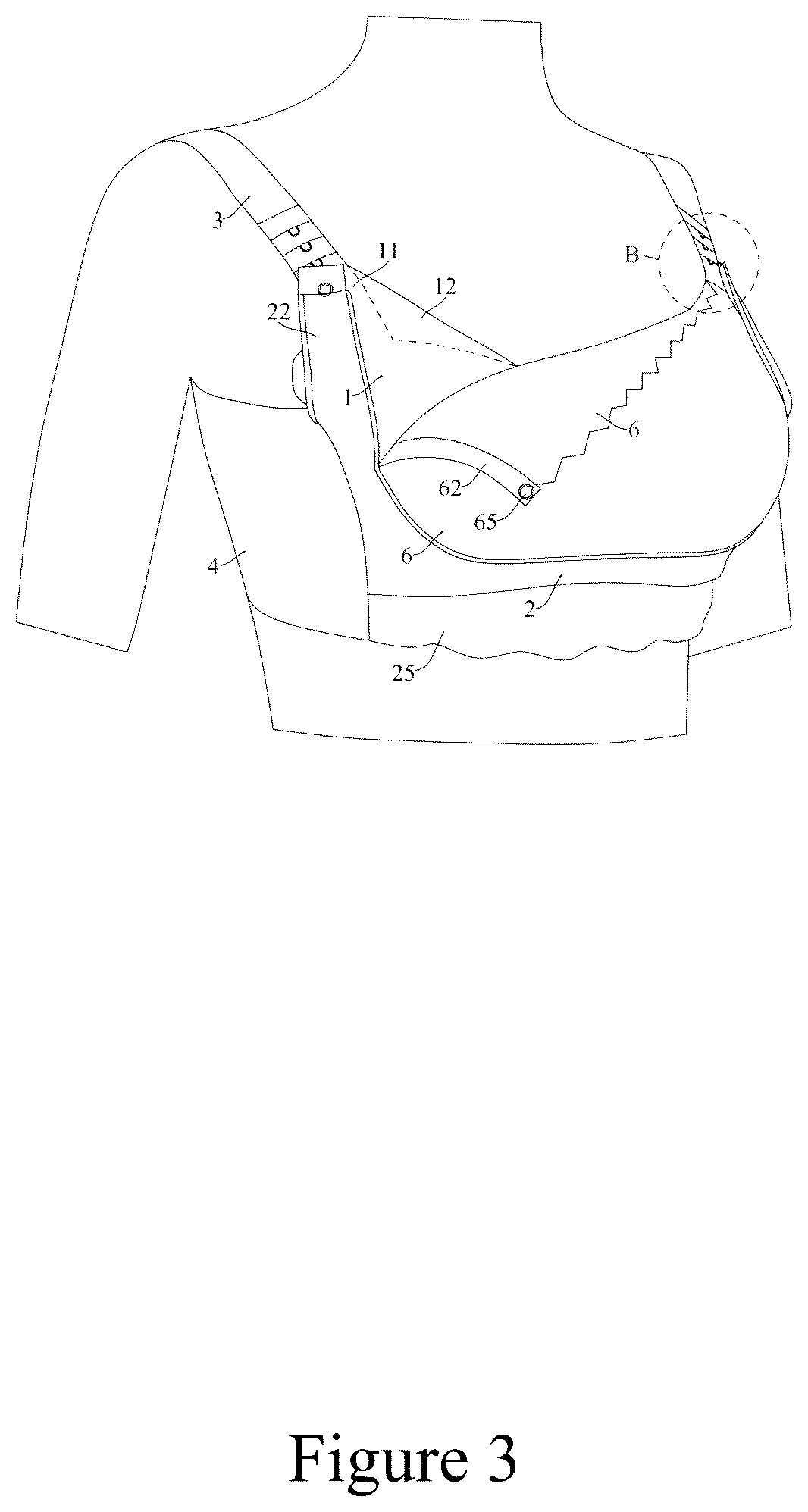 Patent US12616254 Figure 3 – Convenient adjustable shaper bra