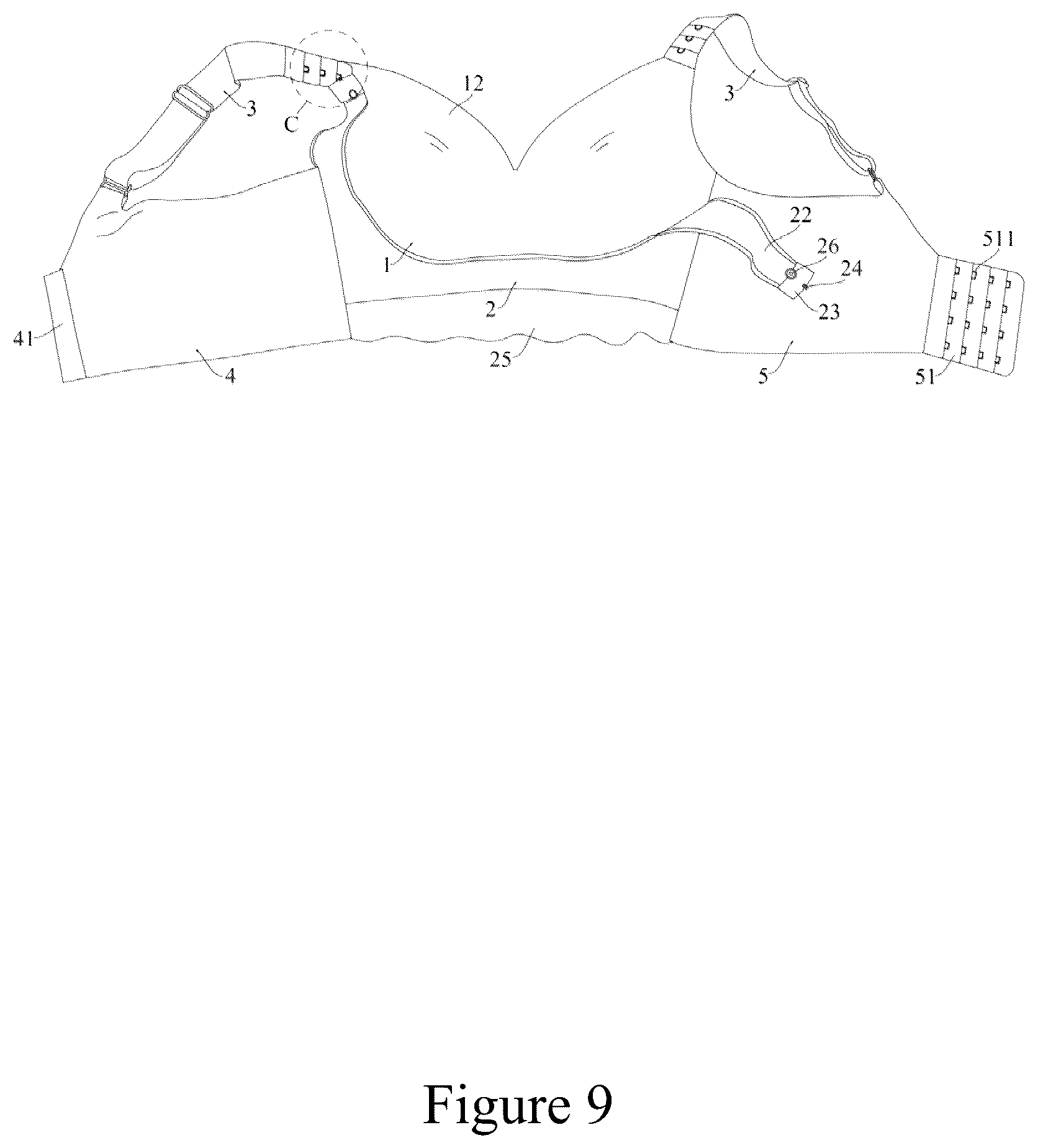 Patent US12616254 Figure 9 – Convenient adjustable shaper bra