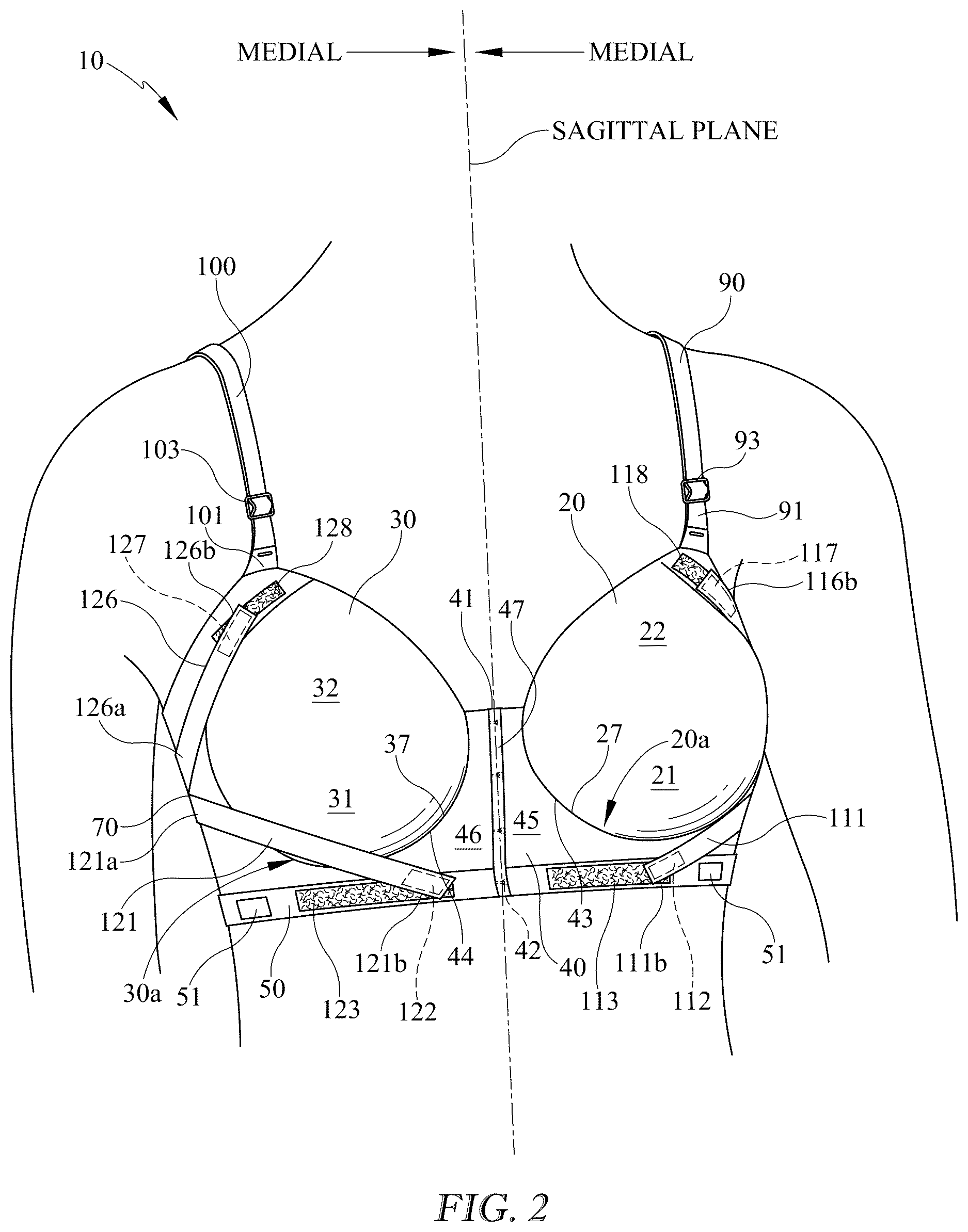 Patent US12616257 Figure 2 – Breast support garment