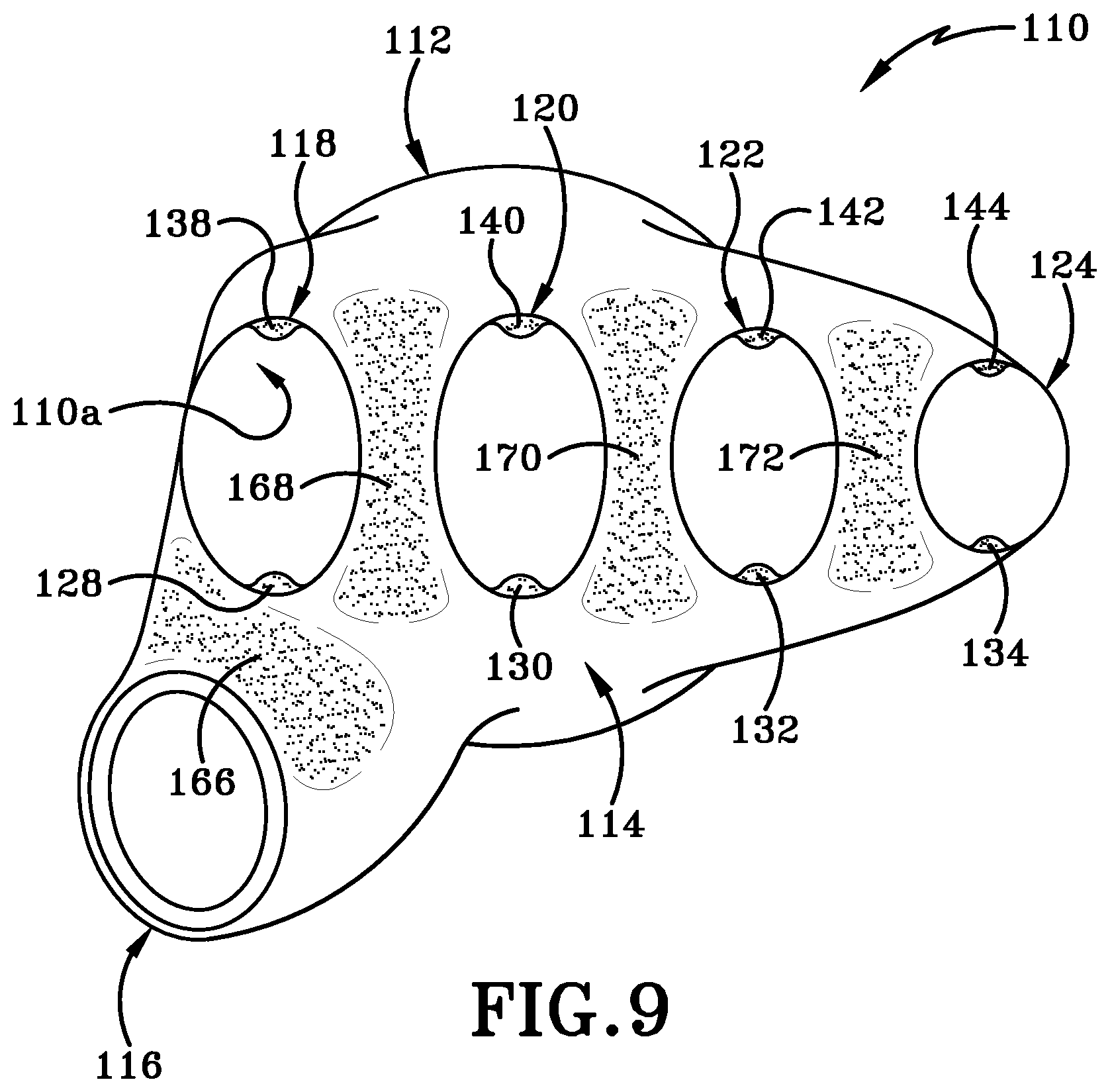 Patent US12616259 Figure 14 – Glove with longitudinal finger stays and textured finger and thumb crotches