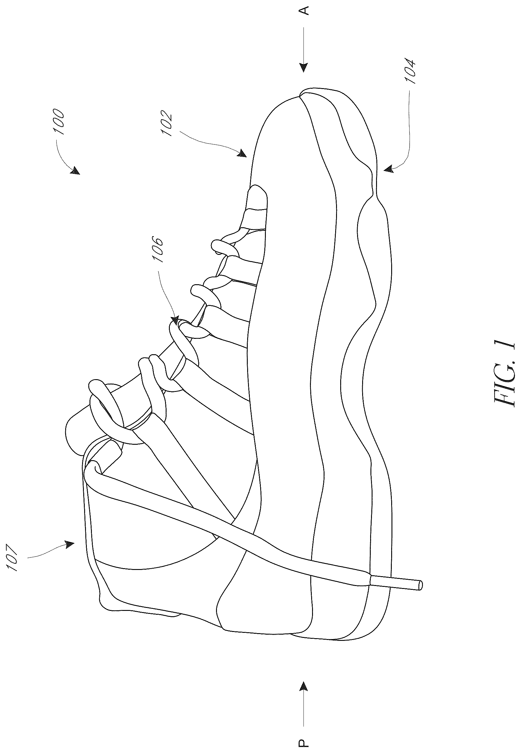 Patent US12616273 Figure 1 – Shoe with improved stability