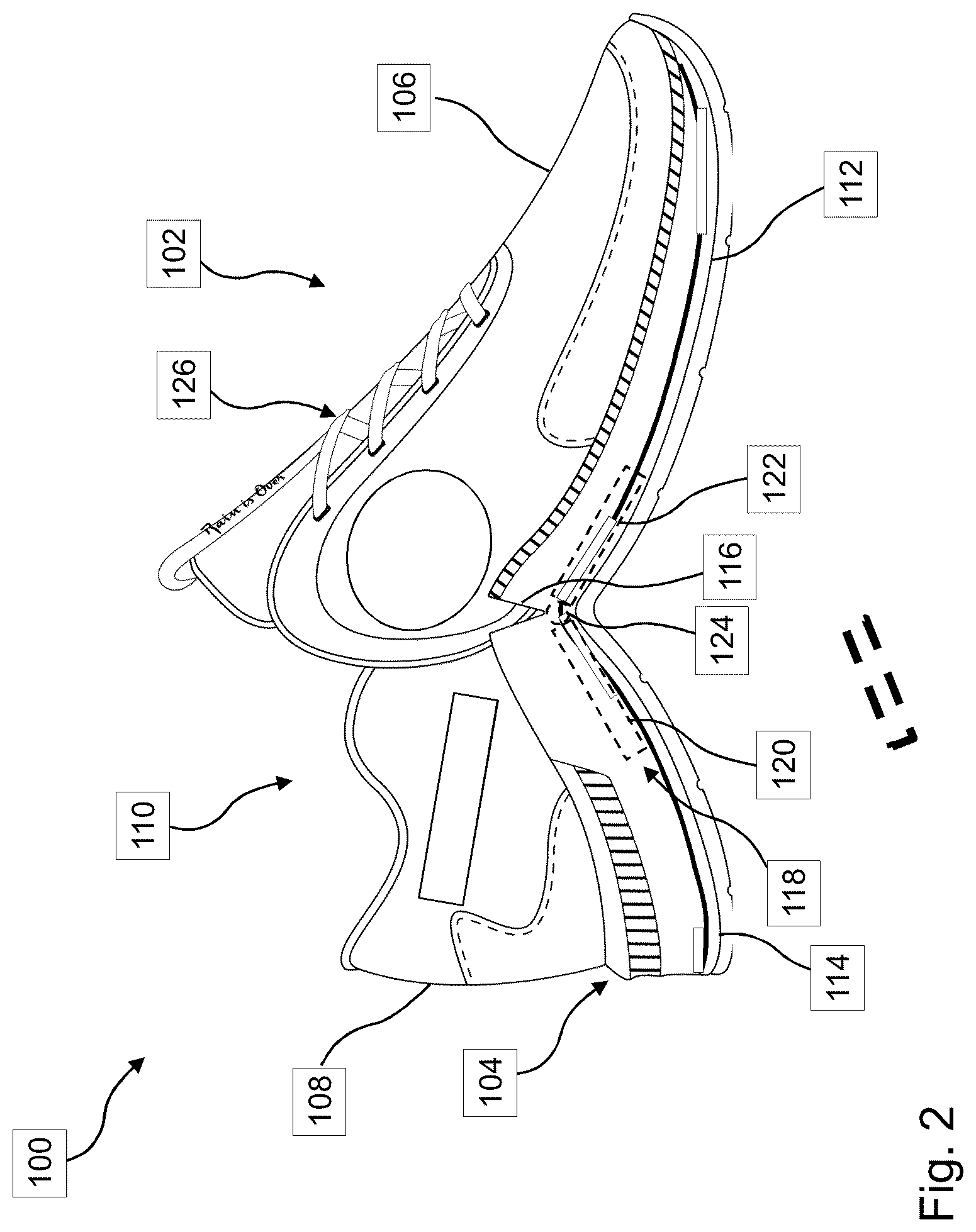 Patent US12616275 Figure 2 – Bendable shoe