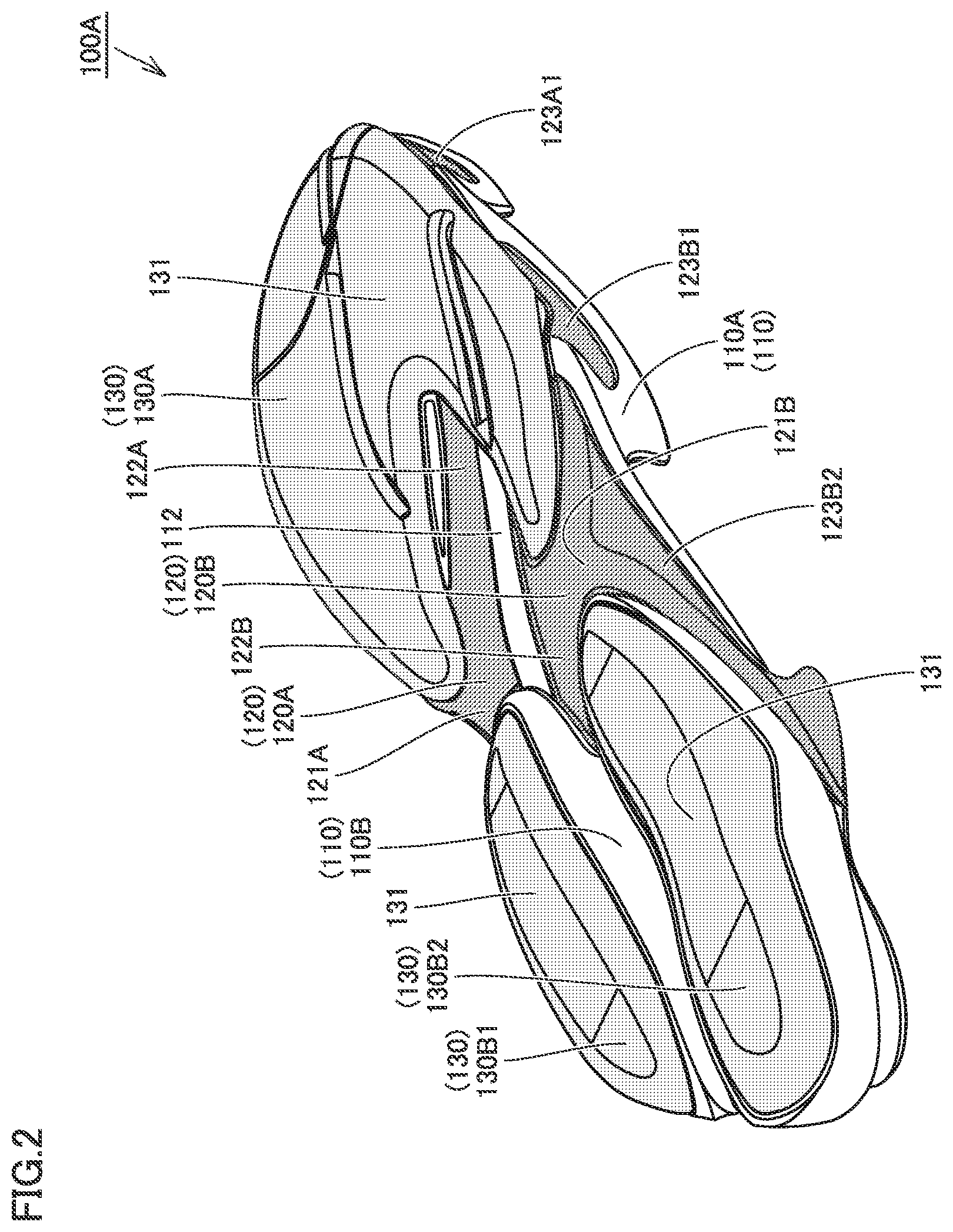 Patent US12616276 Figure 2 – Shoe sole and shoe