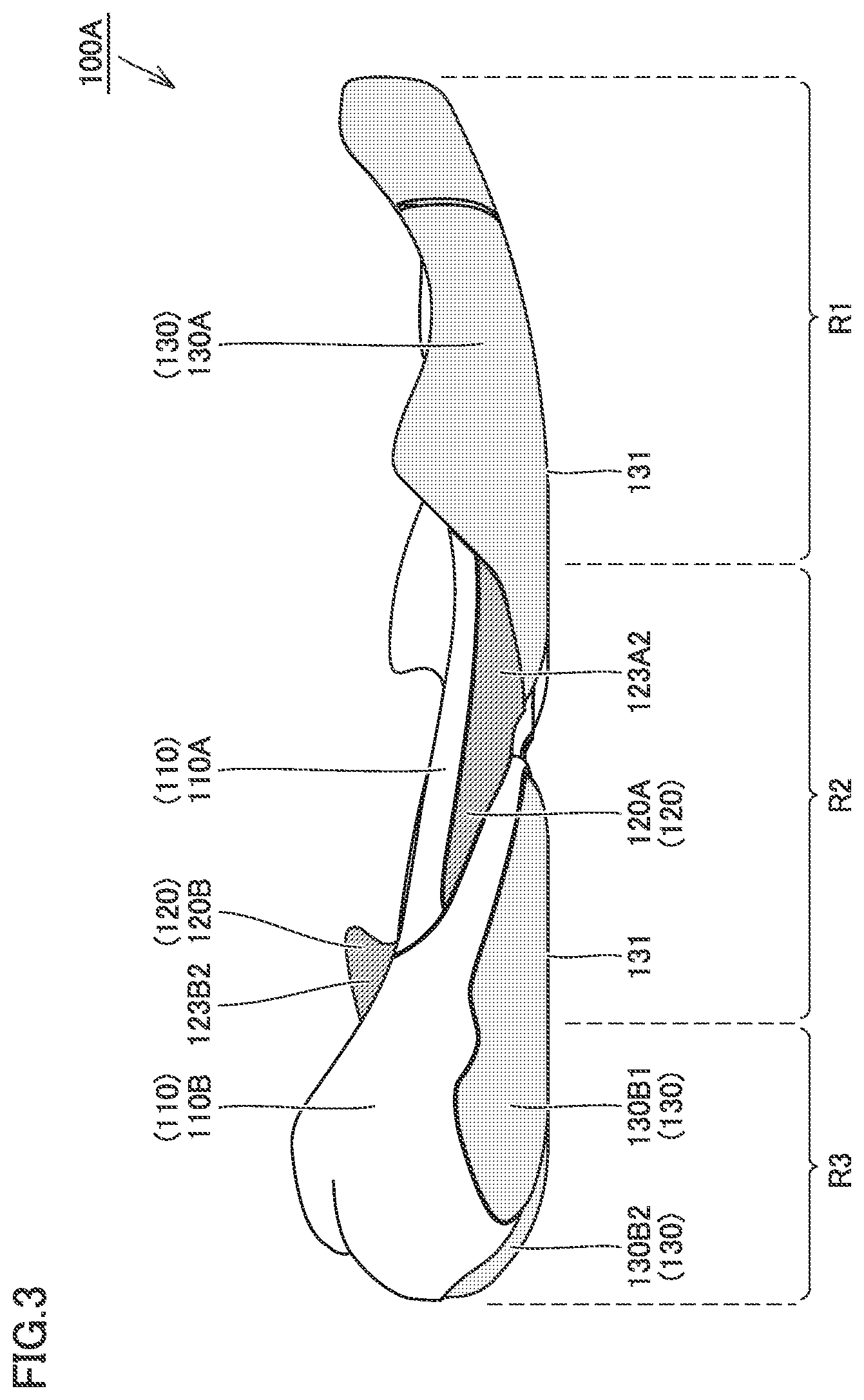 Patent US12616276 Figure 3 – Shoe sole and shoe