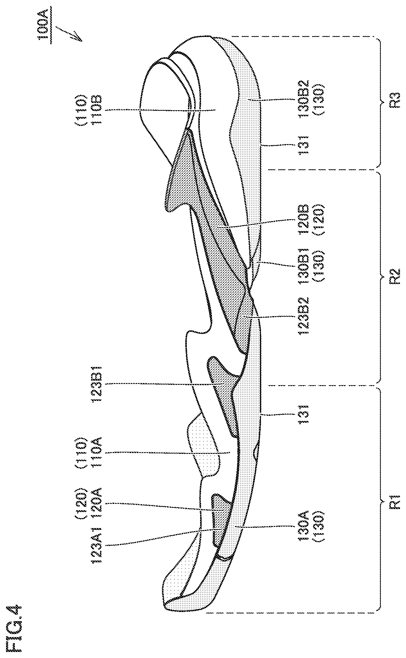 Patent US12616276 Figure 4 – Shoe sole and shoe