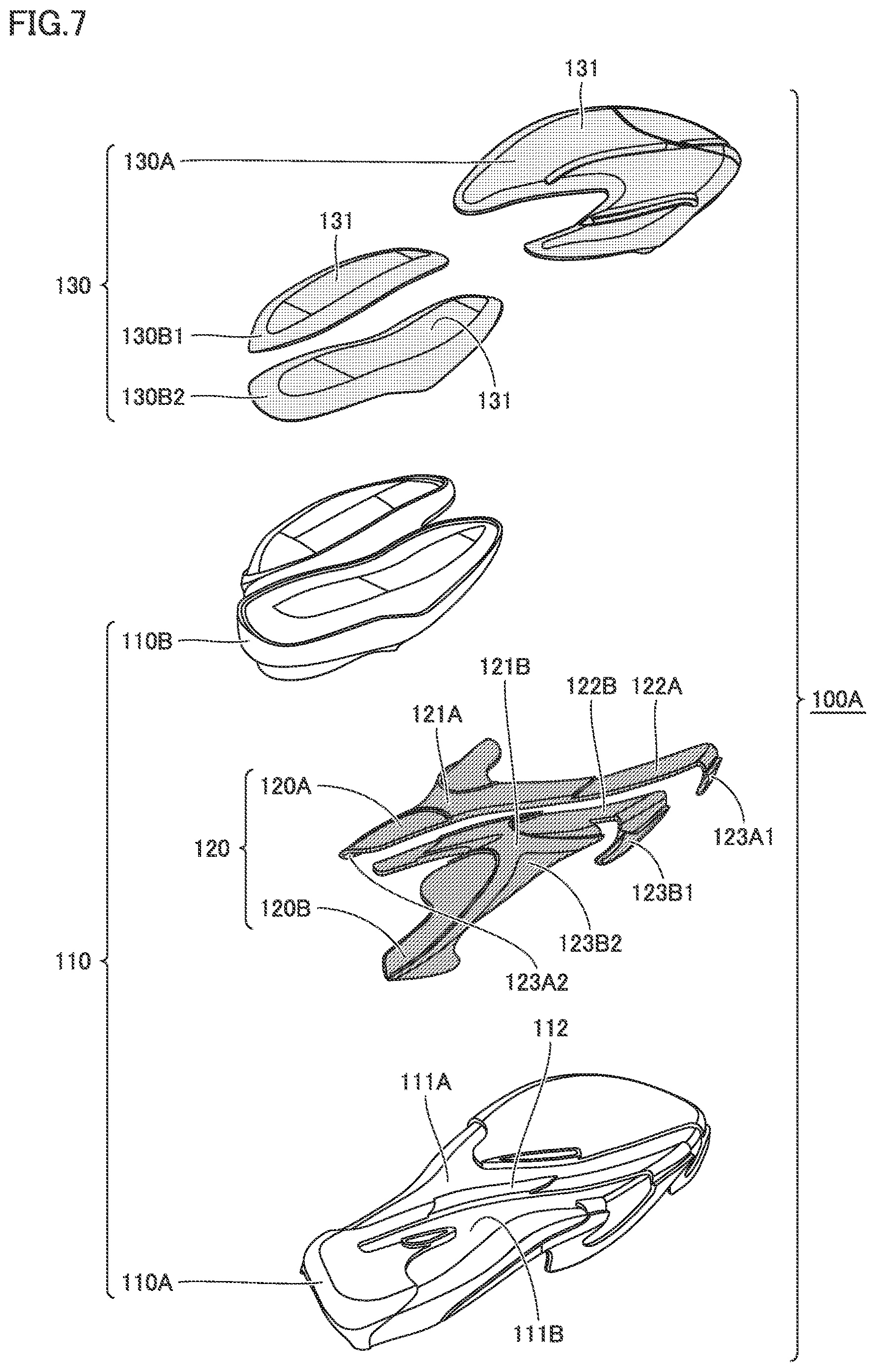 Patent US12616276 Figure 7 – Shoe sole and shoe