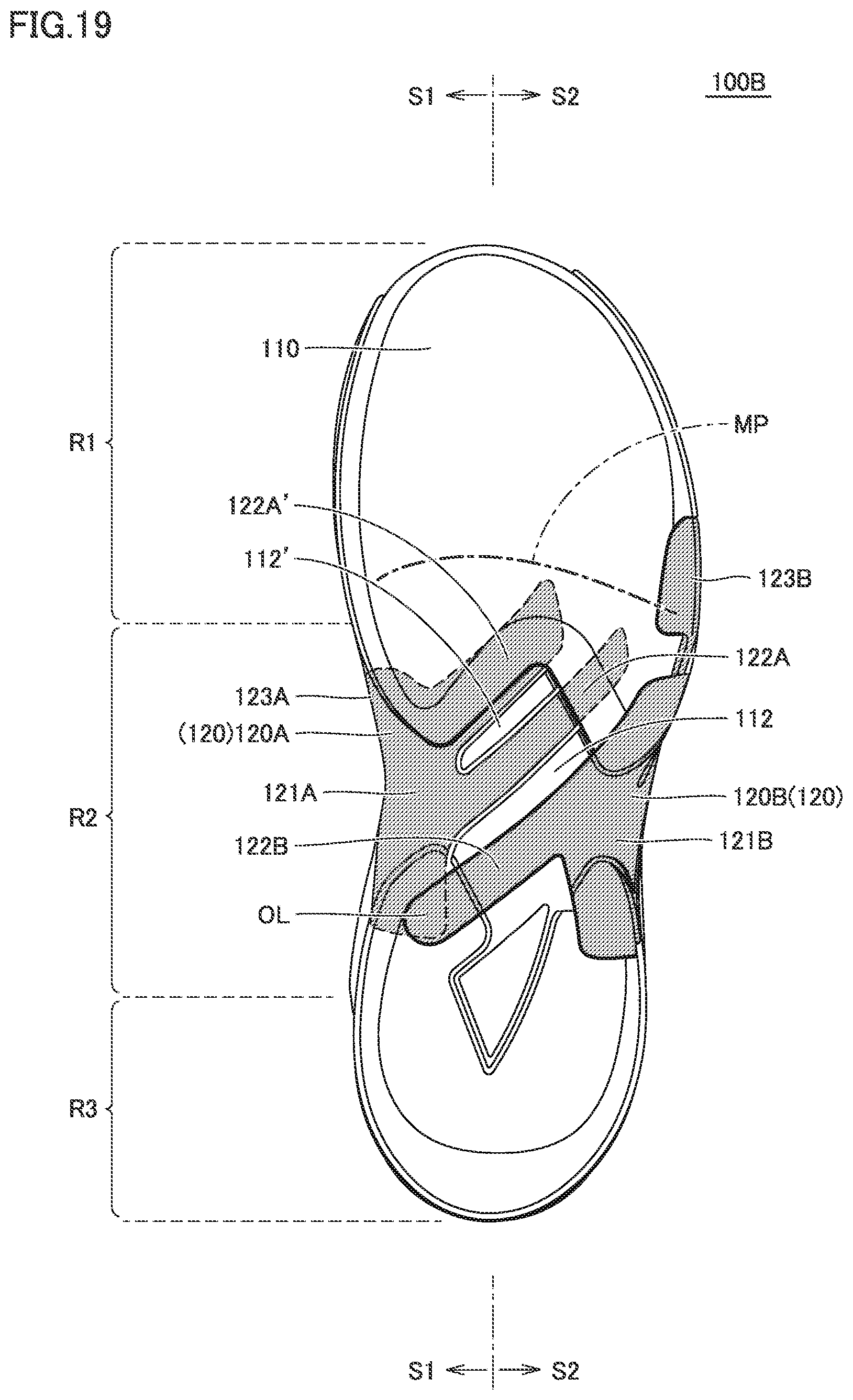 Patent US12616276 Figure 16 – Shoe sole and shoe