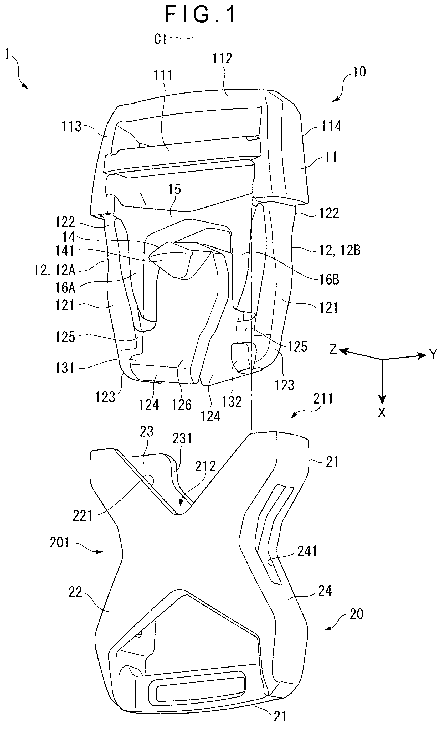 Patent US12616278 Figure 1 – Plug and buckle