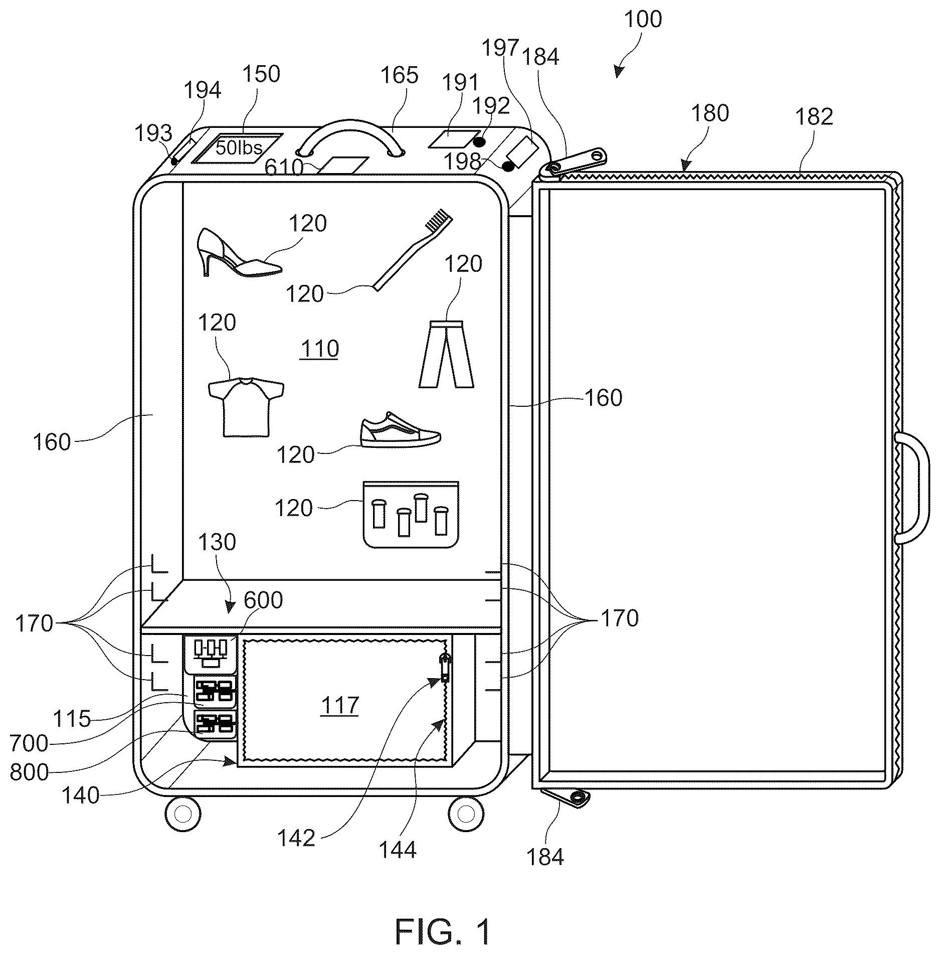 Patent US12616286 Figure 1 – Augmented-capacity container