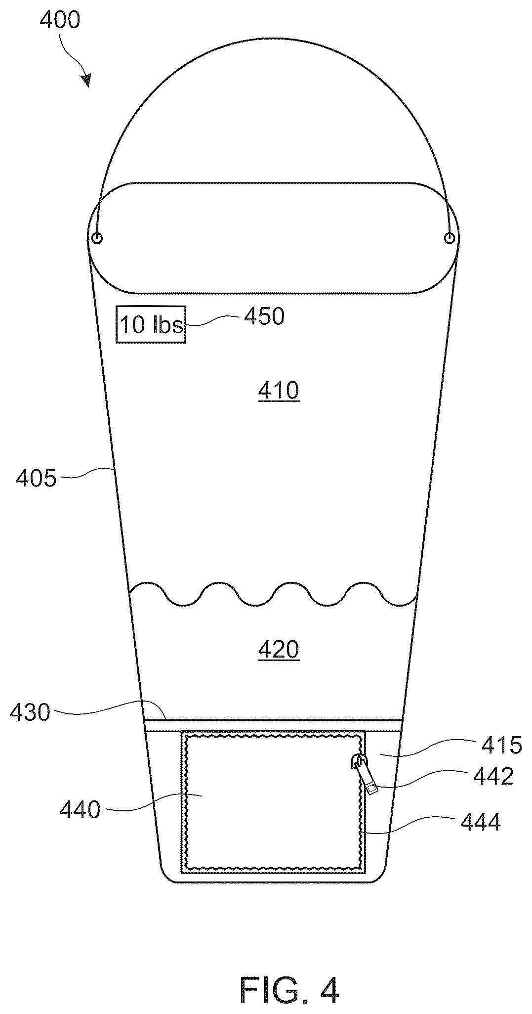 Patent US12616286 Figure 4 – Augmented-capacity container
