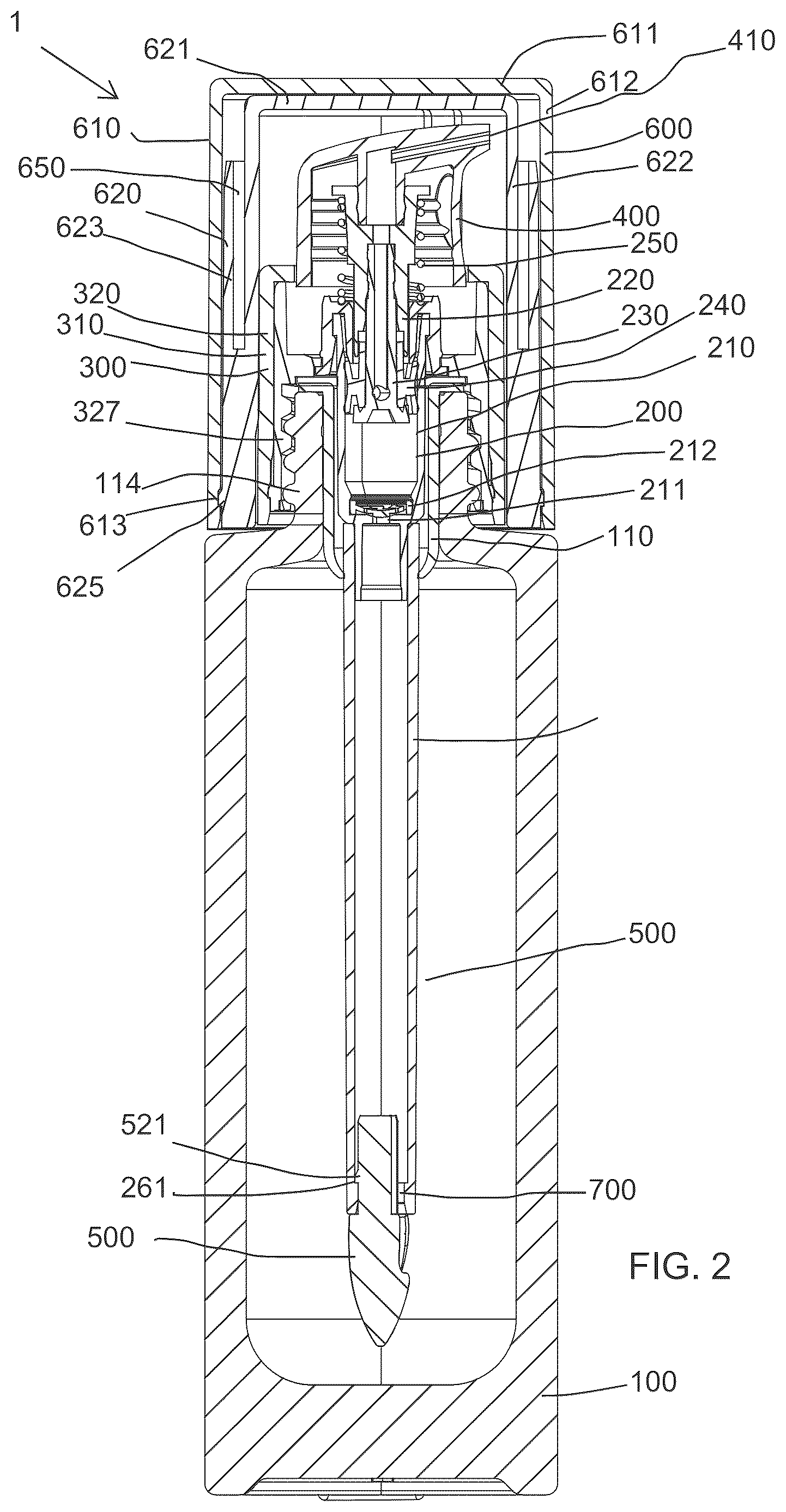 Patent US12616289 Figure 2 – Cosmetic package with dual dispensing of a fluid product