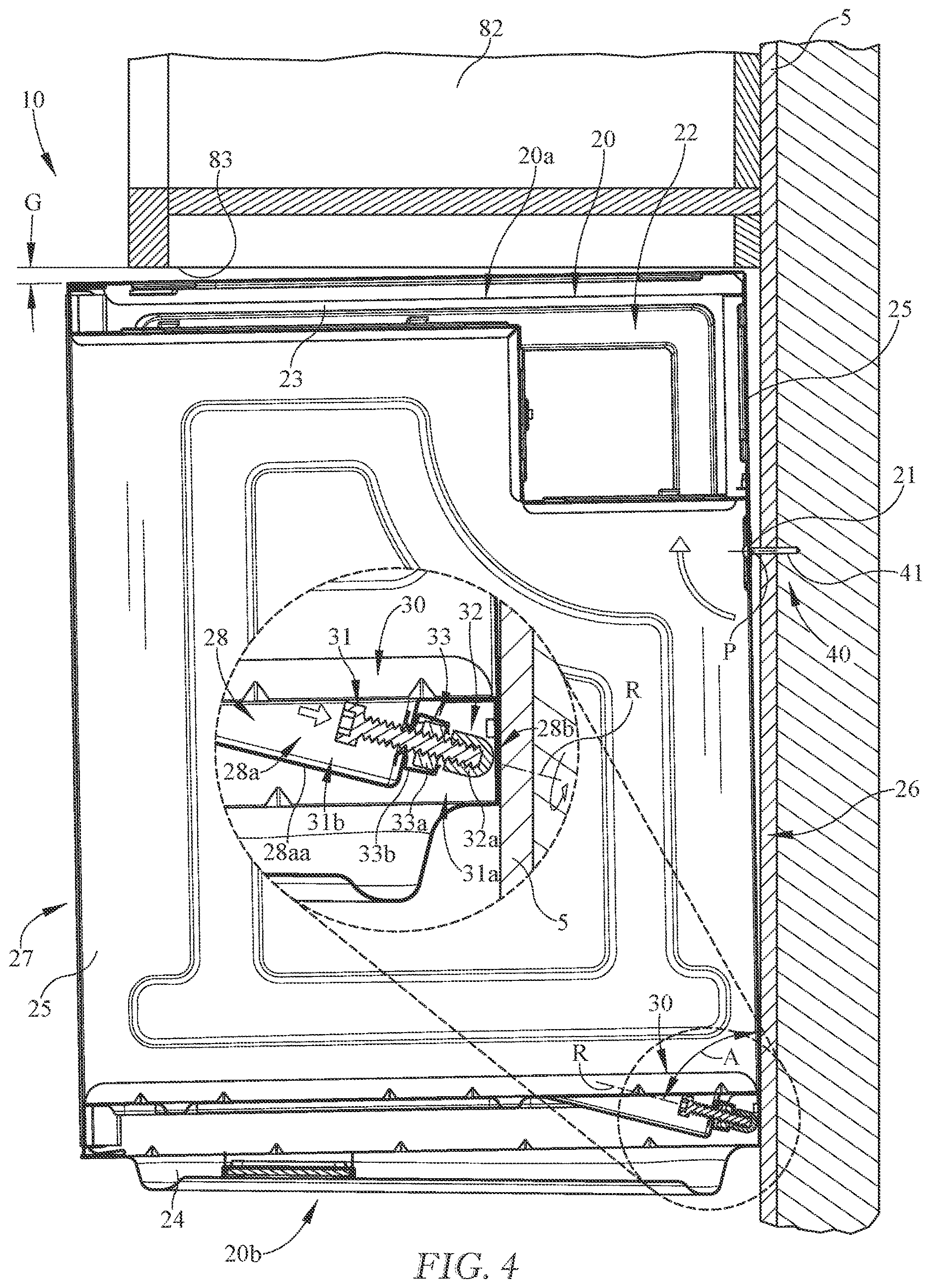 Patent US12616300 Figure 4 – Mounting arrangement for over-the-range cooking appliance