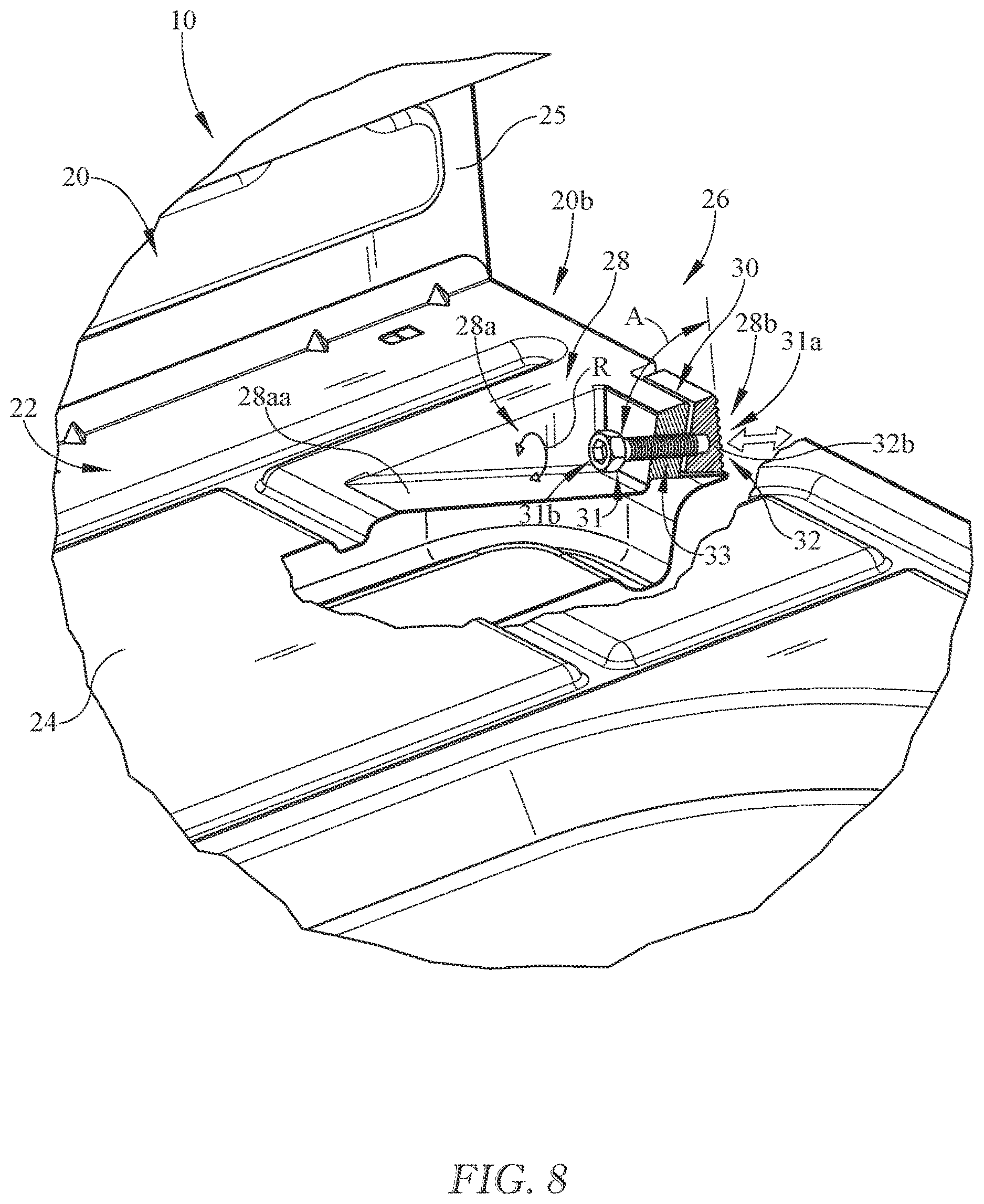 Patent US12616300 Figure 8 – Mounting arrangement for over-the-range cooking appliance