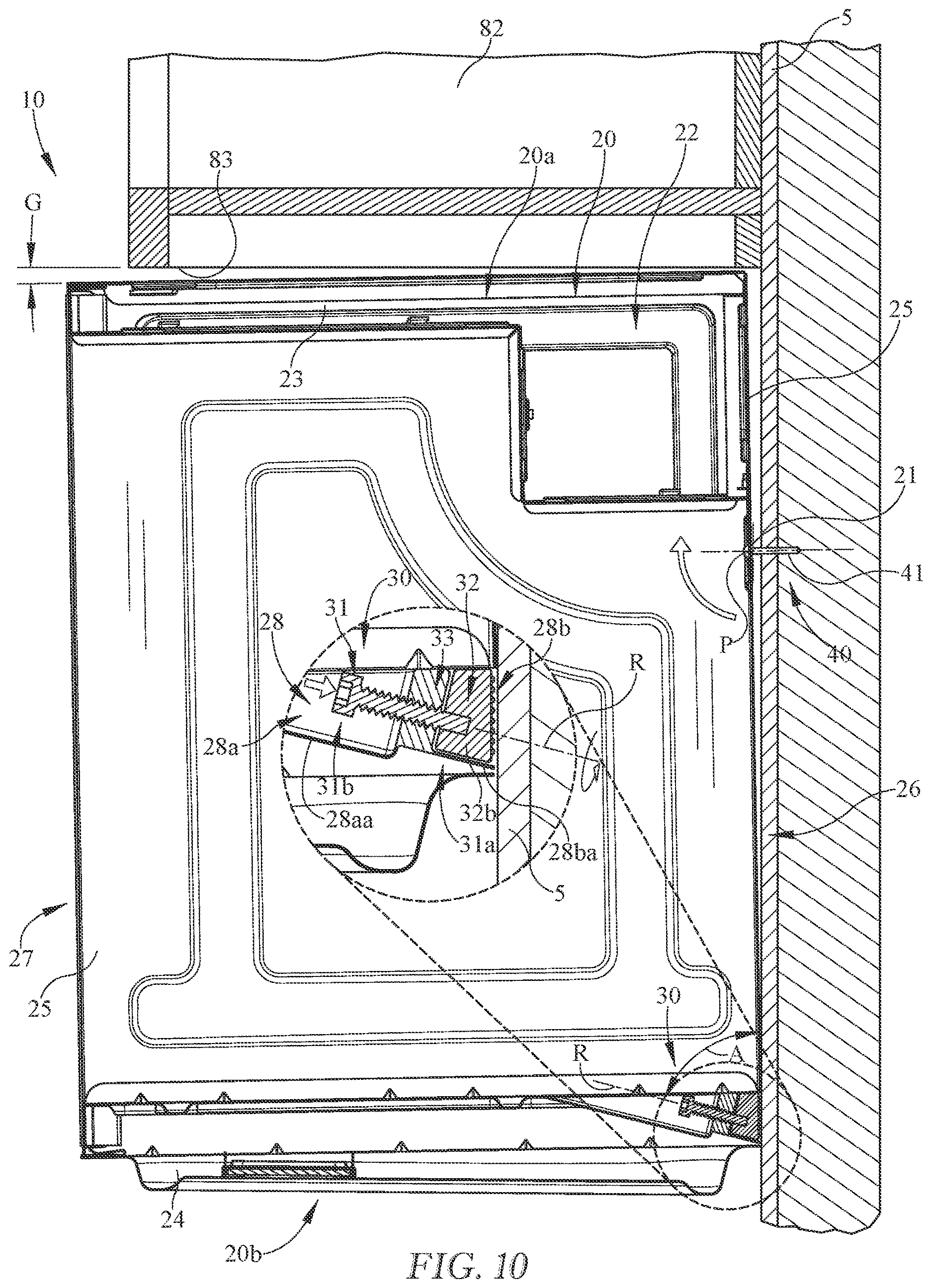Patent US12616300 Figure 10 – Mounting arrangement for over-the-range cooking appliance