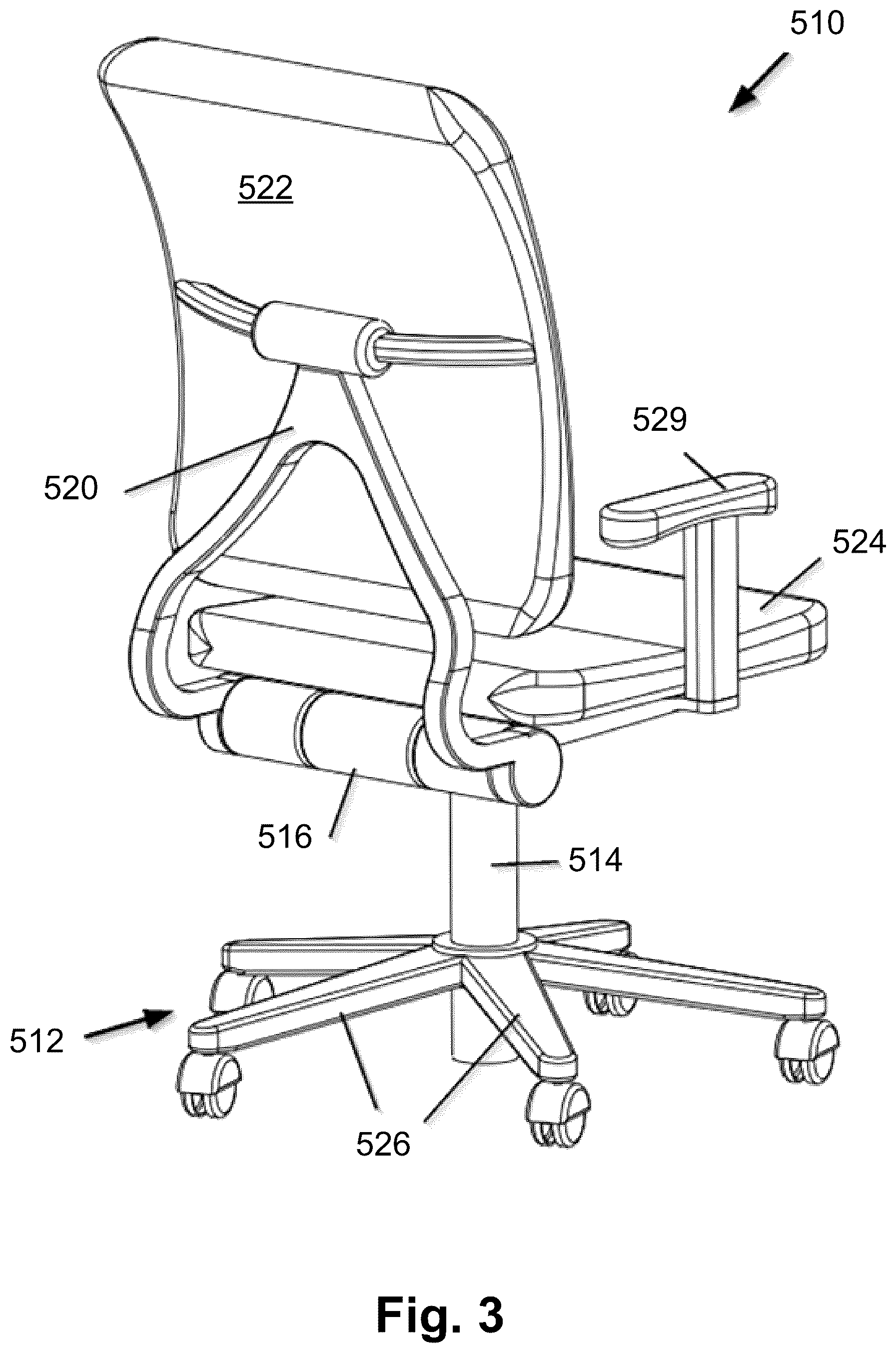 Patent US12616301 Figure 3 – Ergonomic seating system, tilt-lock control and remote powering method and apparatus