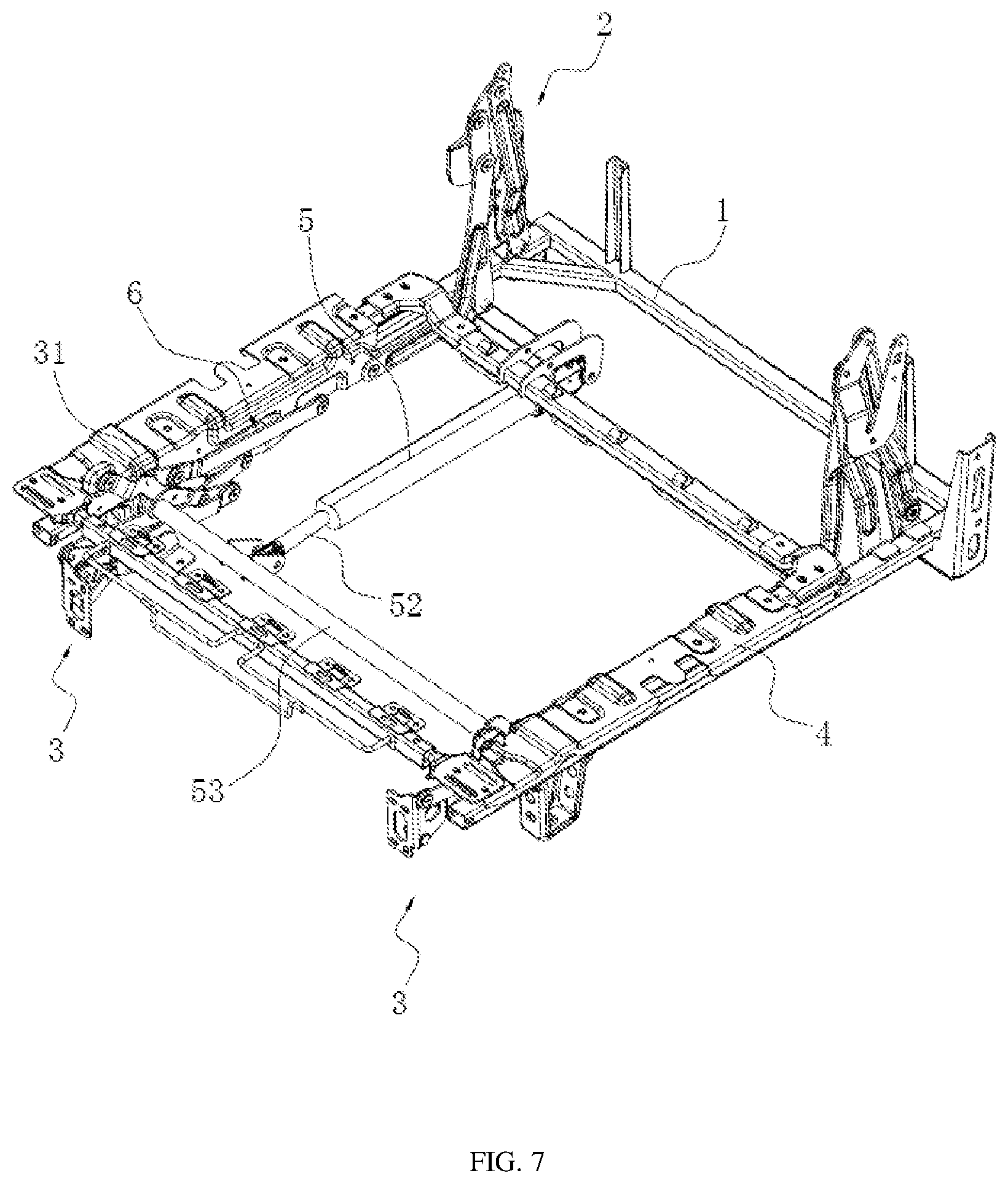 Patent US12616302 Figure 7 – Coupling mechanism and seating furniture
