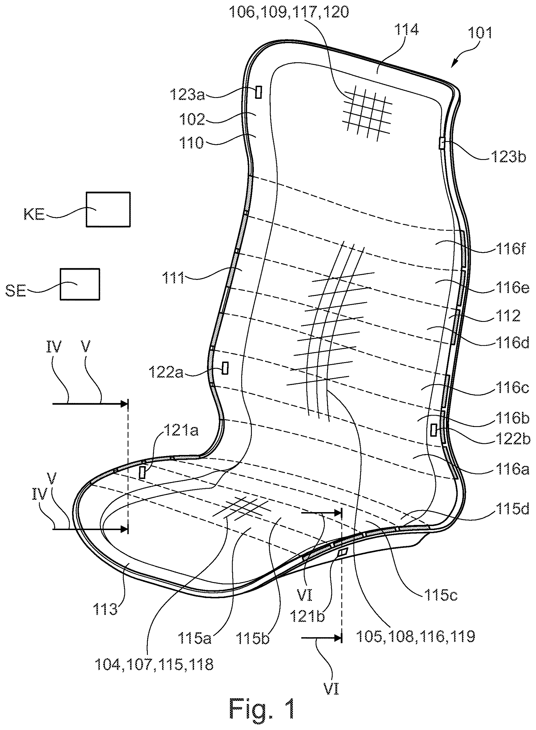Patent US12616306 Figure 1 – Seat element
