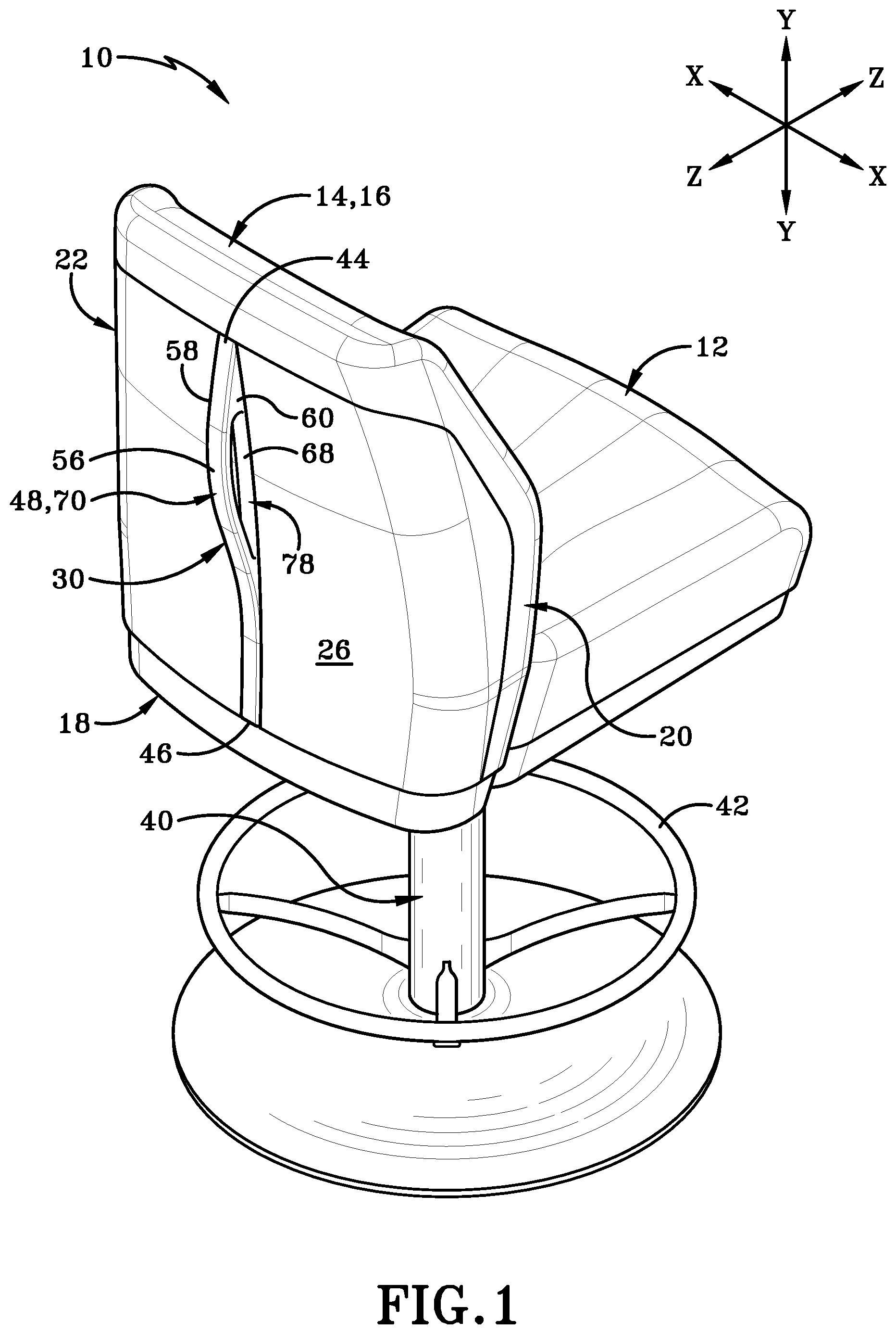 Patent US12616307 — Chair having rear handle assembly — Figure 1