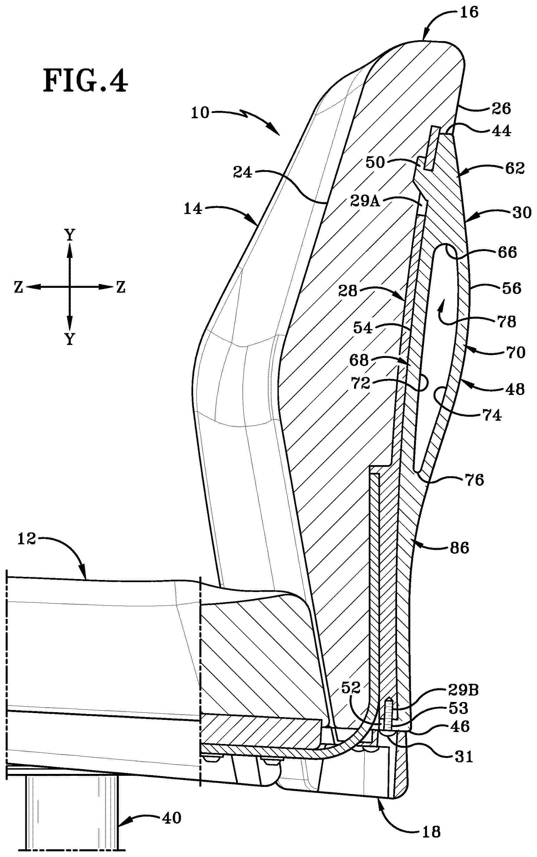 Patent US12616307 Figure 4 – Chair having rear handle assembly