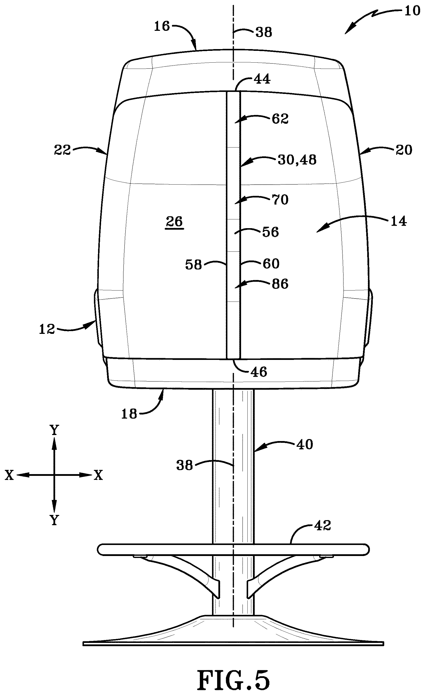 Patent US12616307 Figure 5 – Chair having rear handle assembly