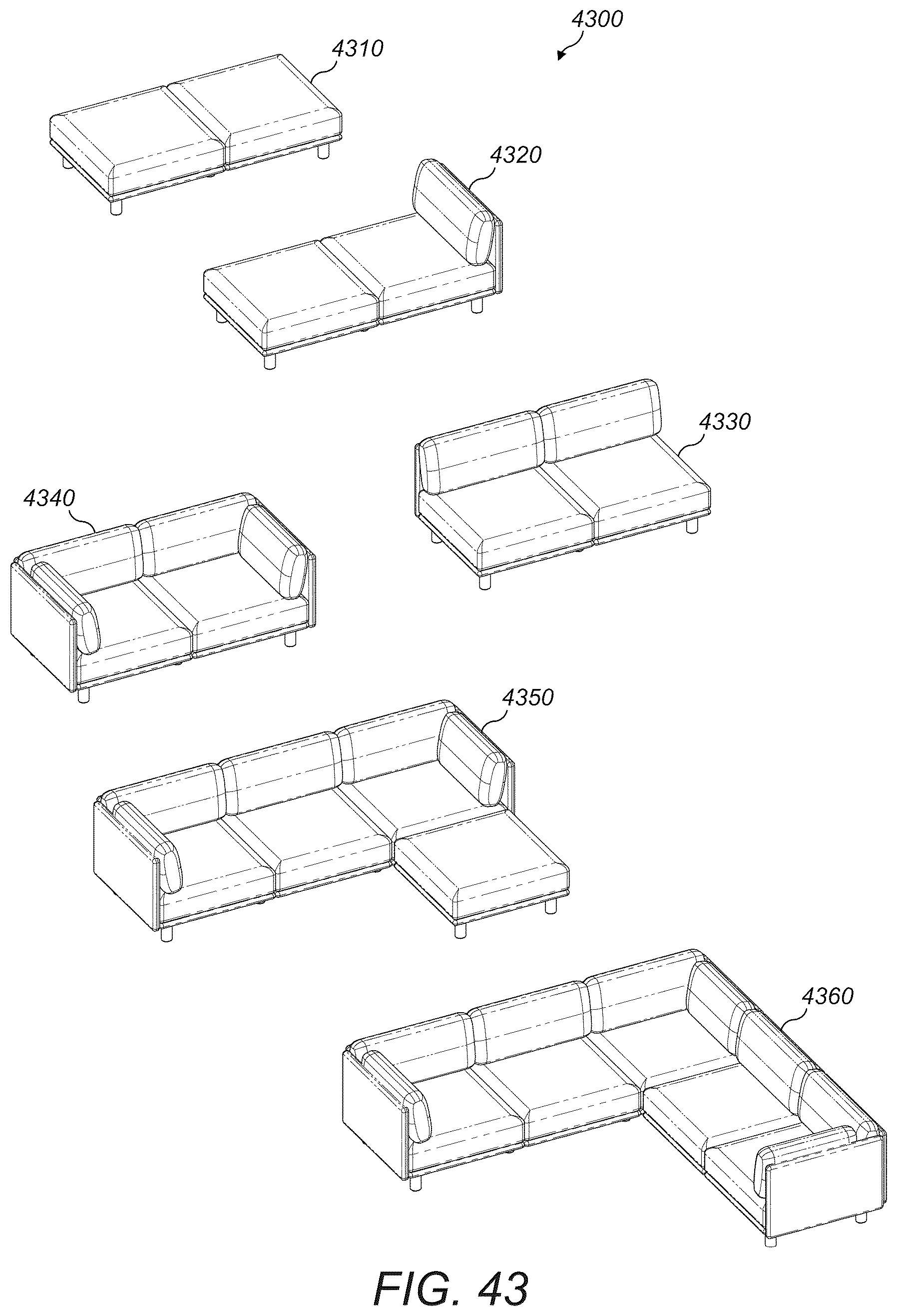 Patent US12616308 Figure 19 – Modular lounge seating assembly system