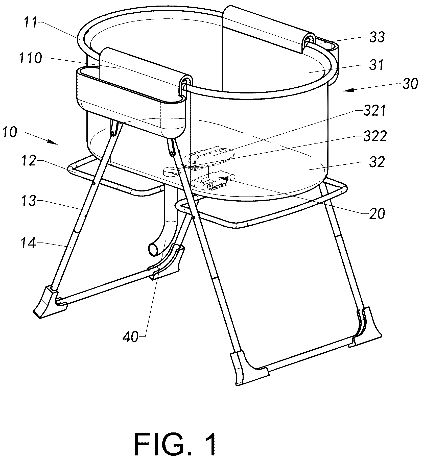 Patent US12616316 Figure 1 – Foldable container and foldable supporting frame thereof, and folding method