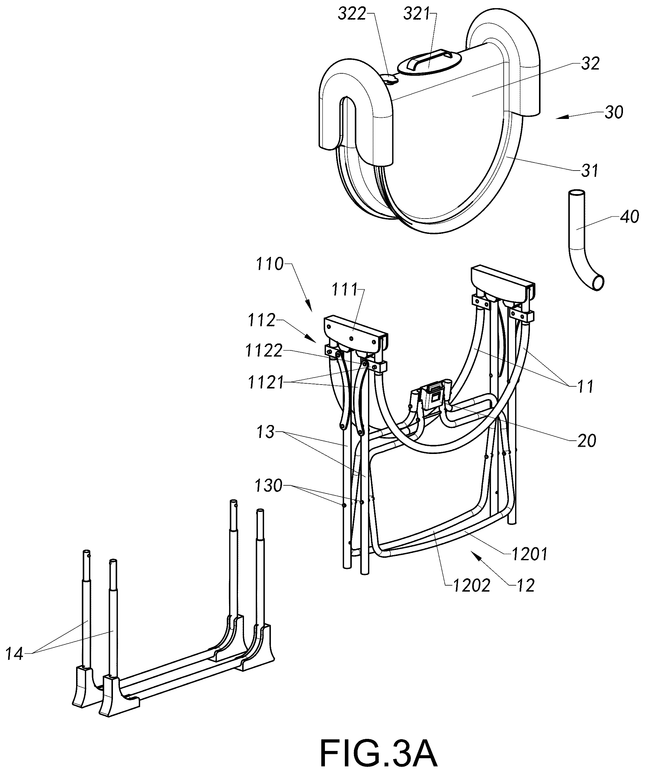 Patent US12616316 Figure 3 – Foldable container and foldable supporting frame thereof, and folding method