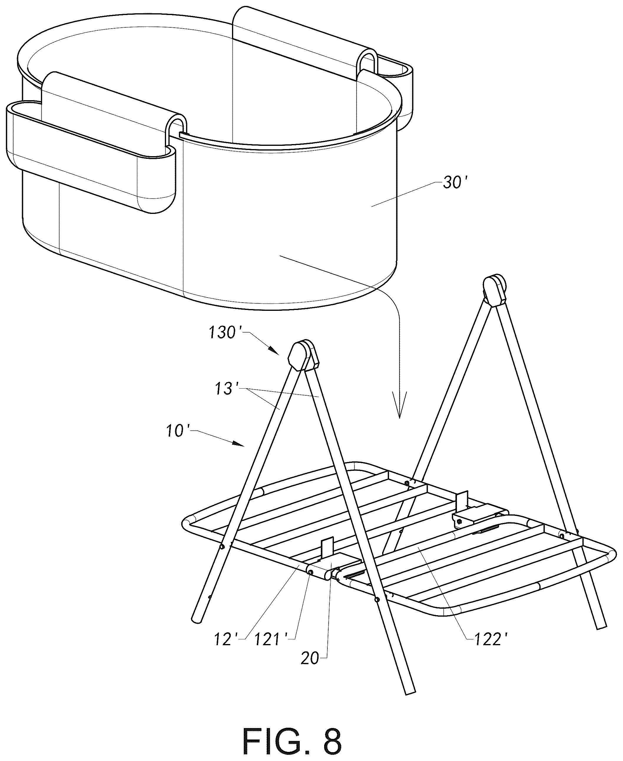 Patent US12616316 Figure 13 – Foldable container and foldable supporting frame thereof, and folding method