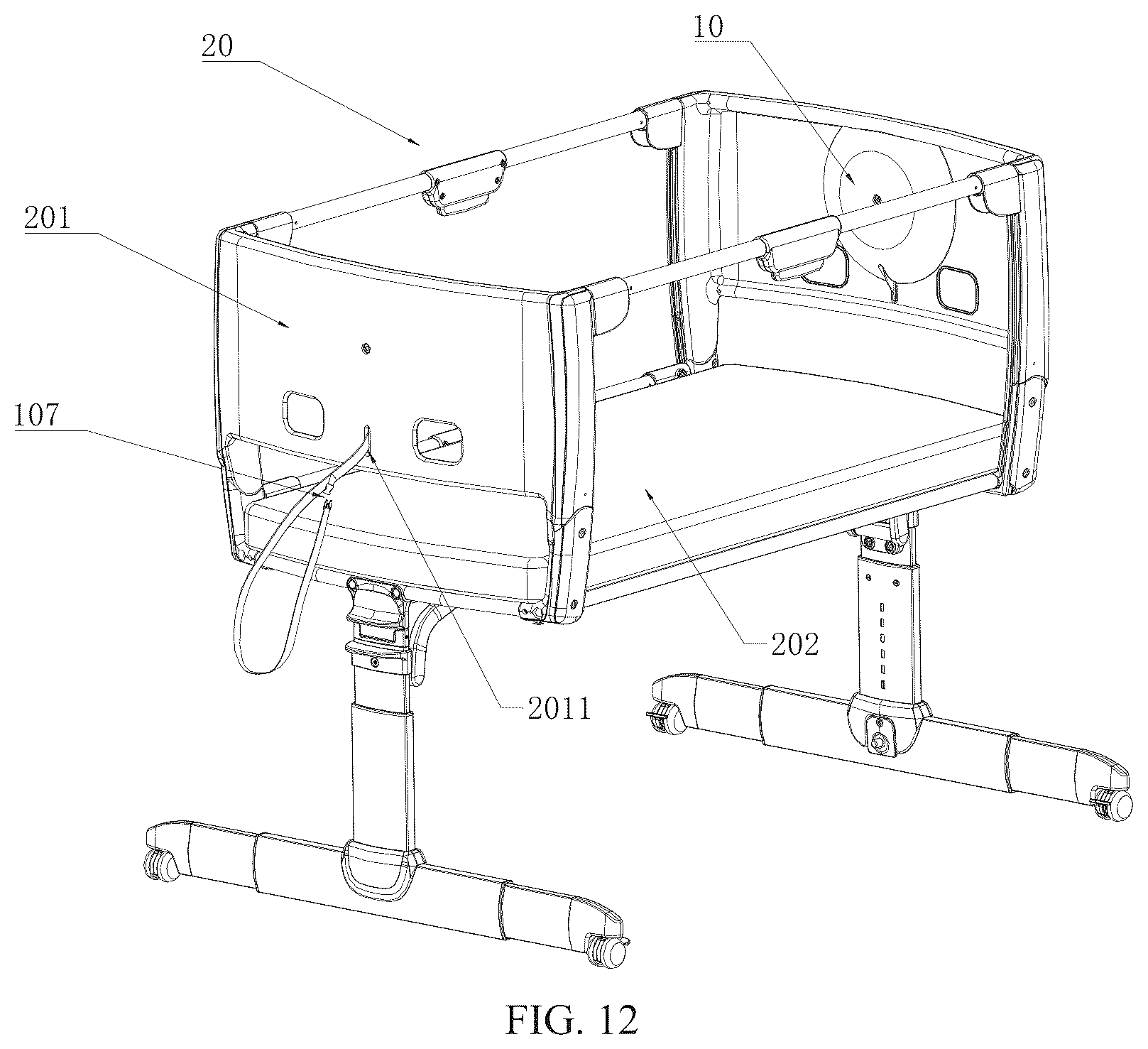 Patent US12616317 Figure 10 – Automatic webbing winding device and bedside bed having the same