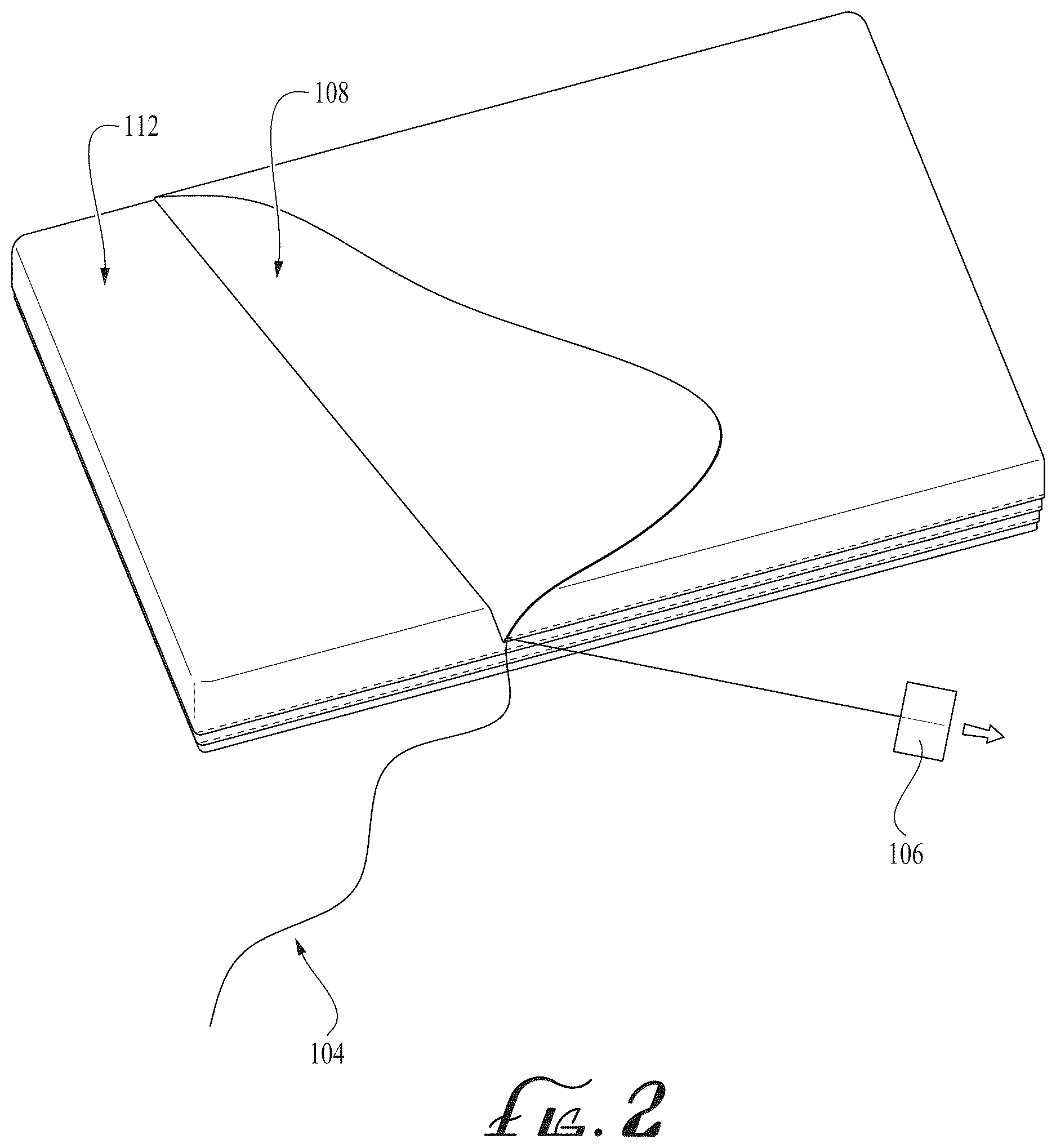 Patent US12616321 Figure 2 – Mattress cover with removable fabric layers