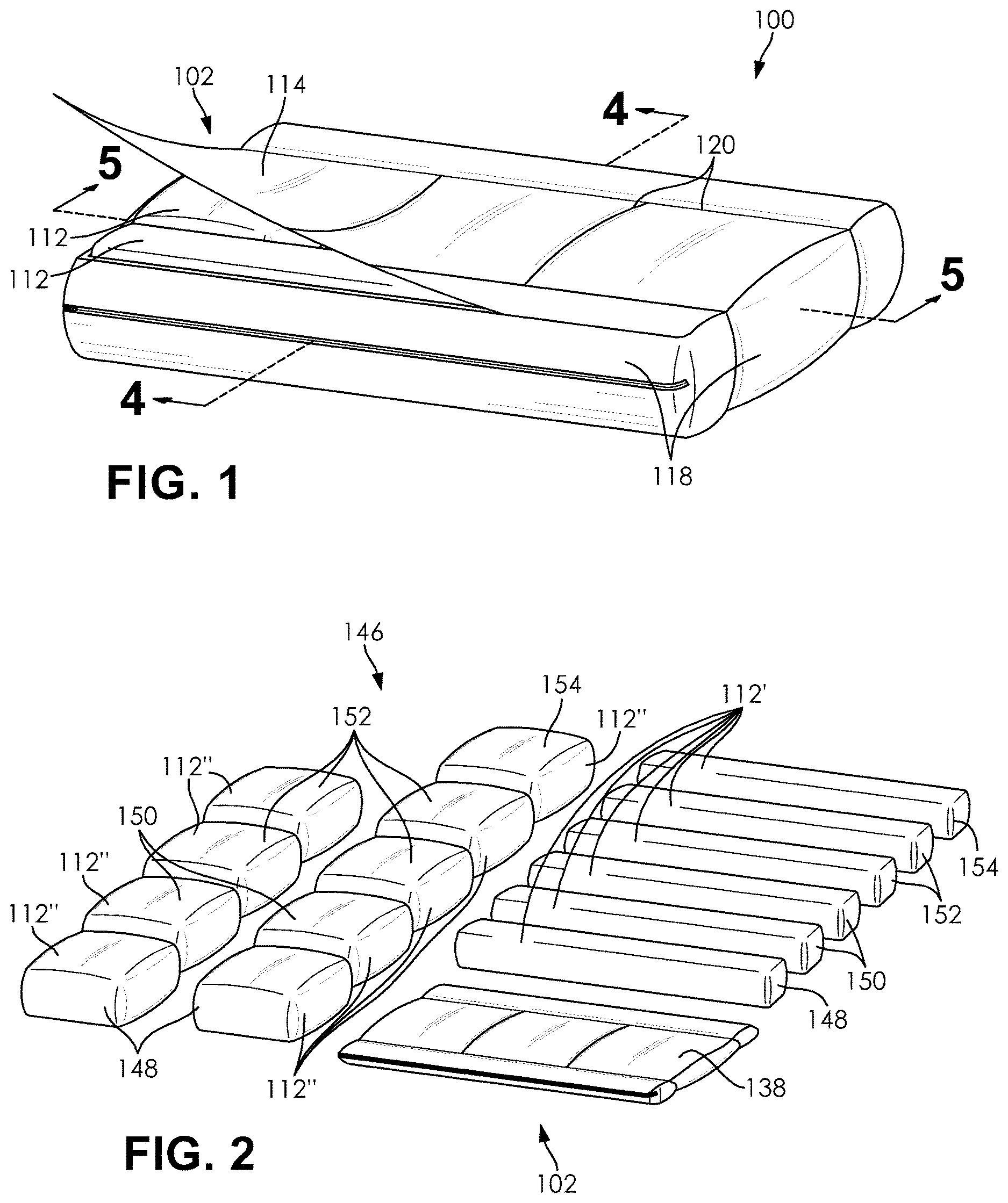 Patent US12616322 Figure 1 – Modular compartment pillow with multi-layered pads