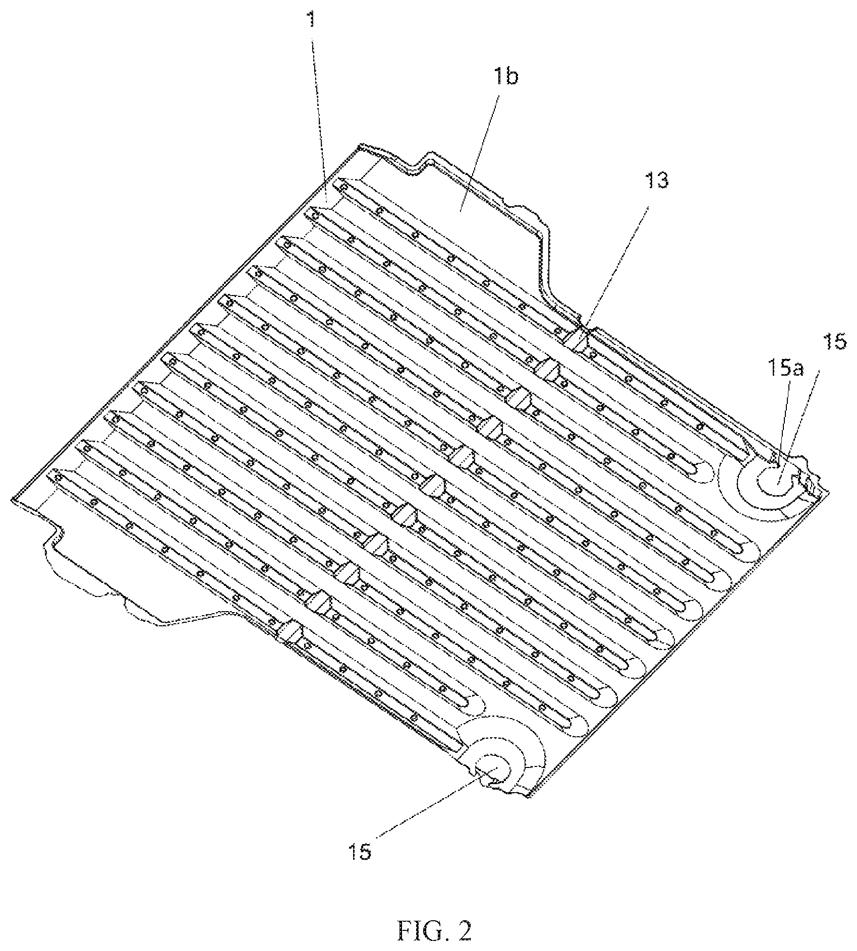 Patent US12616325 Figure 2 – Antiskid automobile warehouse mat with trilateral corner fixing member
