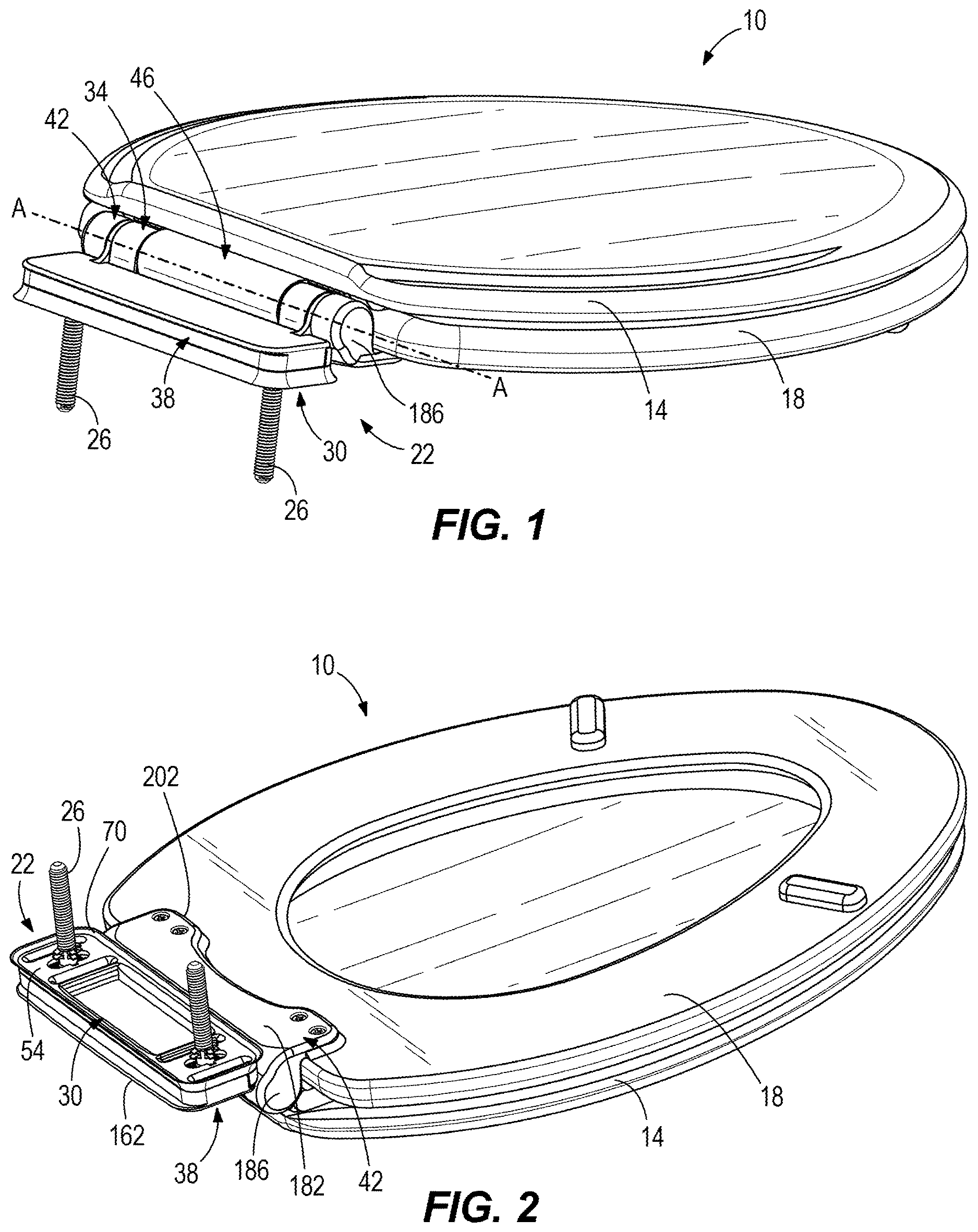 Patent US12616344 Figure 1 – Toilet seat hinge