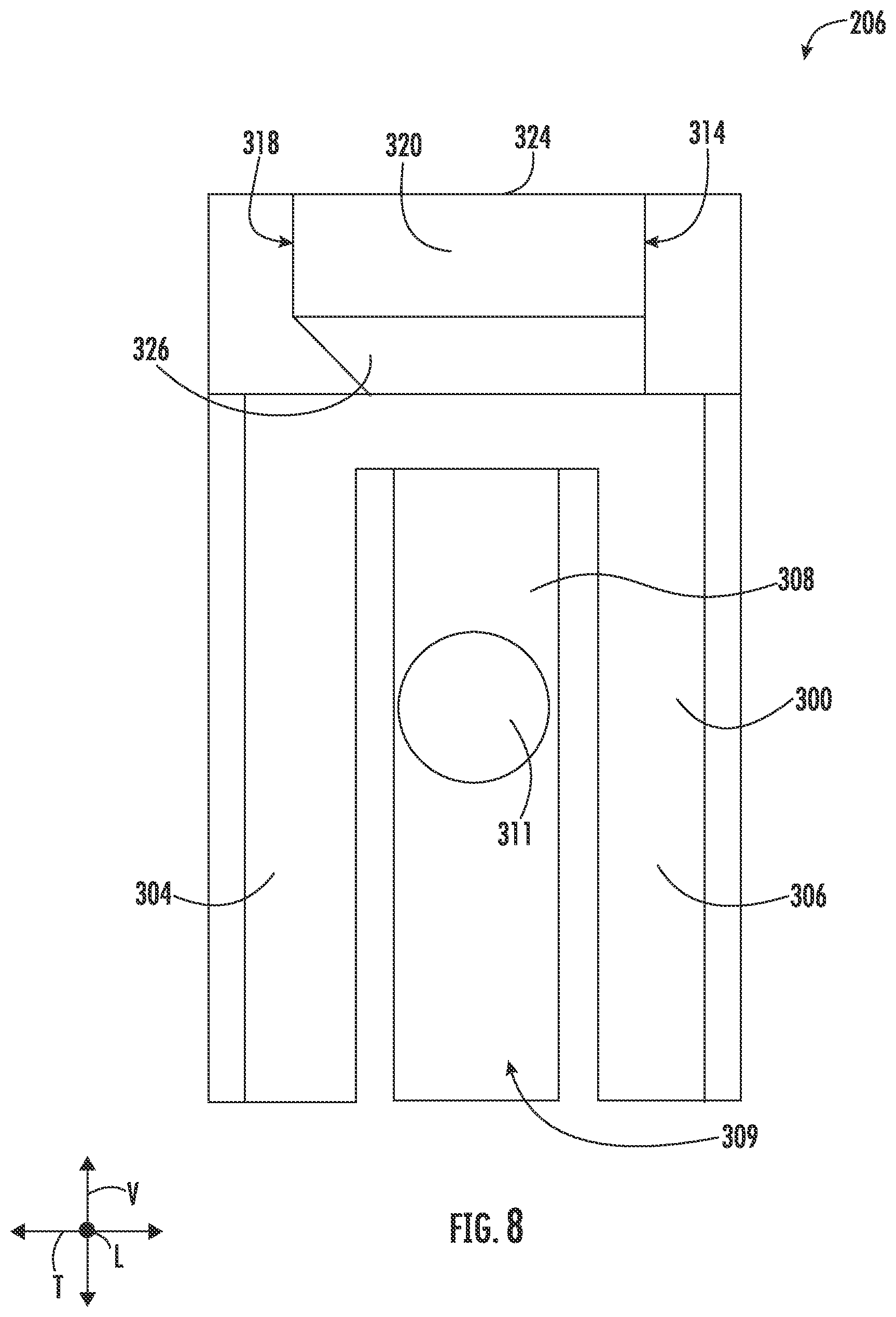 Patent US12616354 Figure 8 – Angled trailing side for a trigger head of a slide assembly