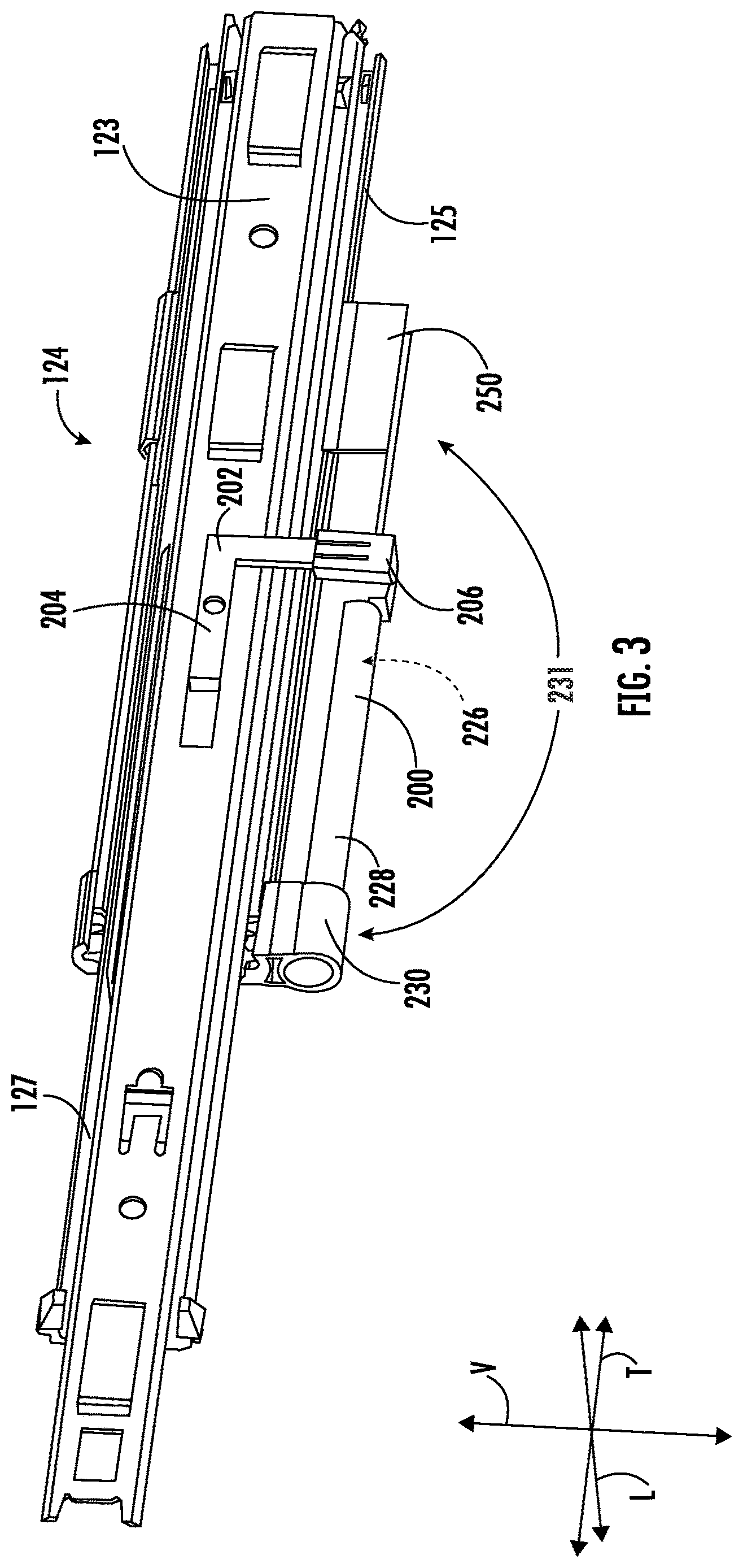 Patent US12616355 Figure 3 – Angled leading side for a trigger head of a slide assembly