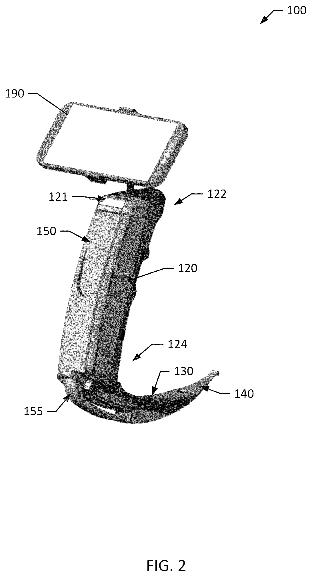 Patent US12616364 Figure 2 – Videolaryngoscopy device for endotracheal intubation