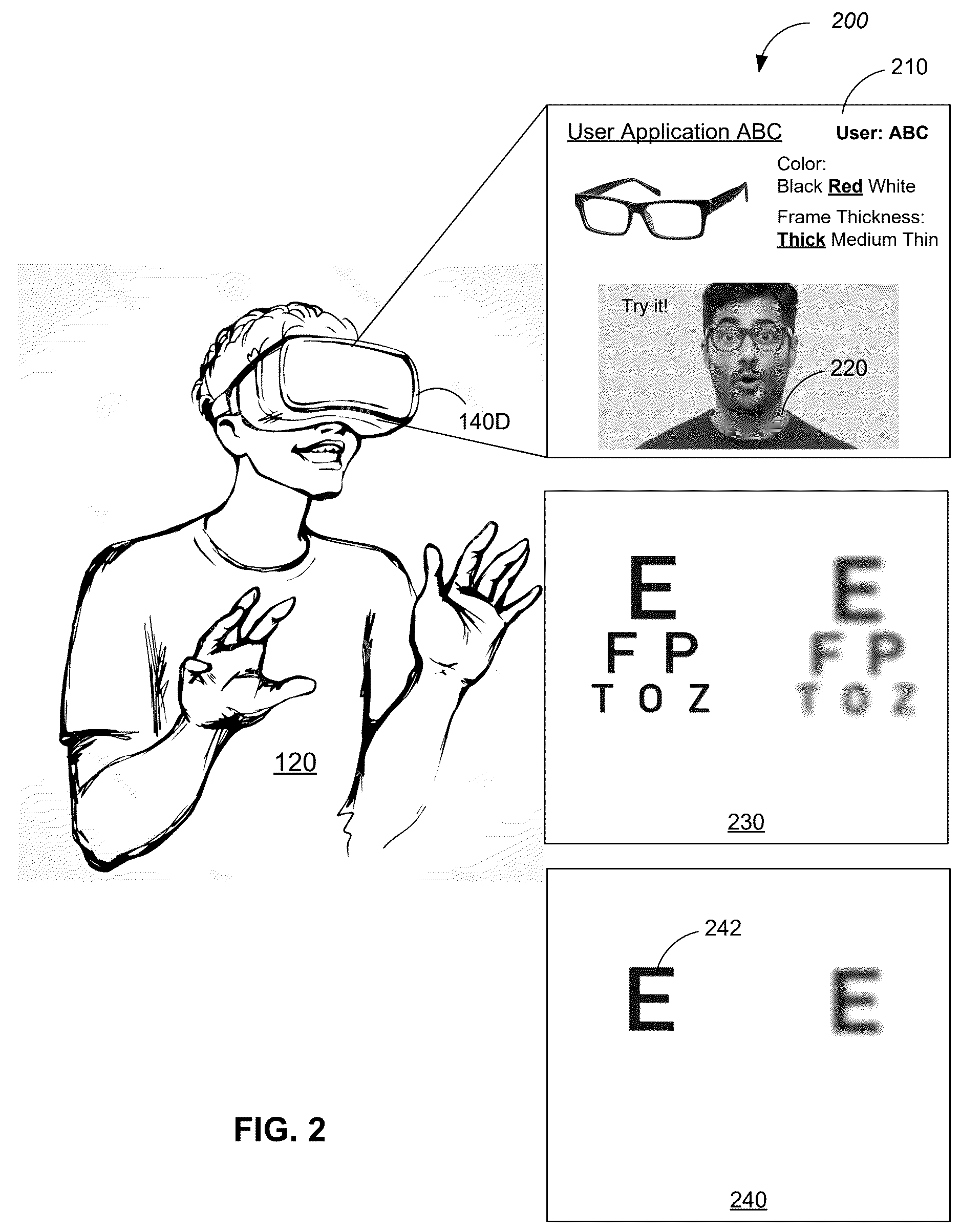 Patent US12616365 Figure 2 – Methods and systems for implementing virtual vision test for night vision and glare sensitivity
