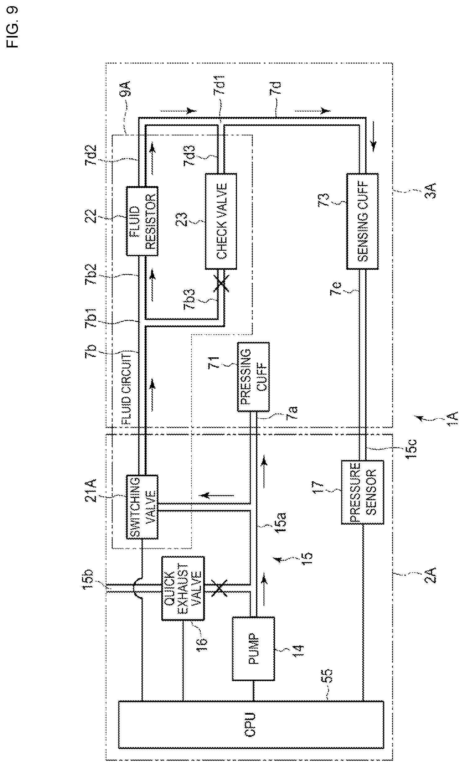 Patent US12616385 Figure 8 – Fluid circuit and blood pressure measurement device