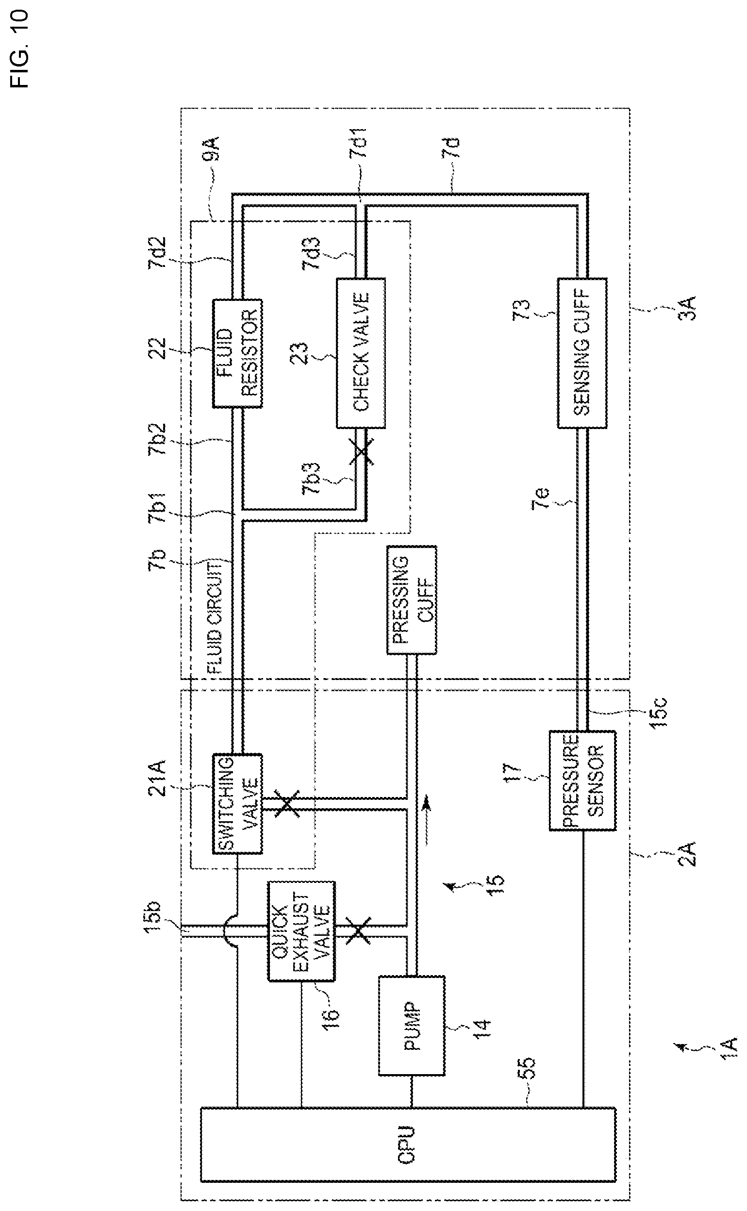 Patent US12616385 Figure 9 – Fluid circuit and blood pressure measurement device