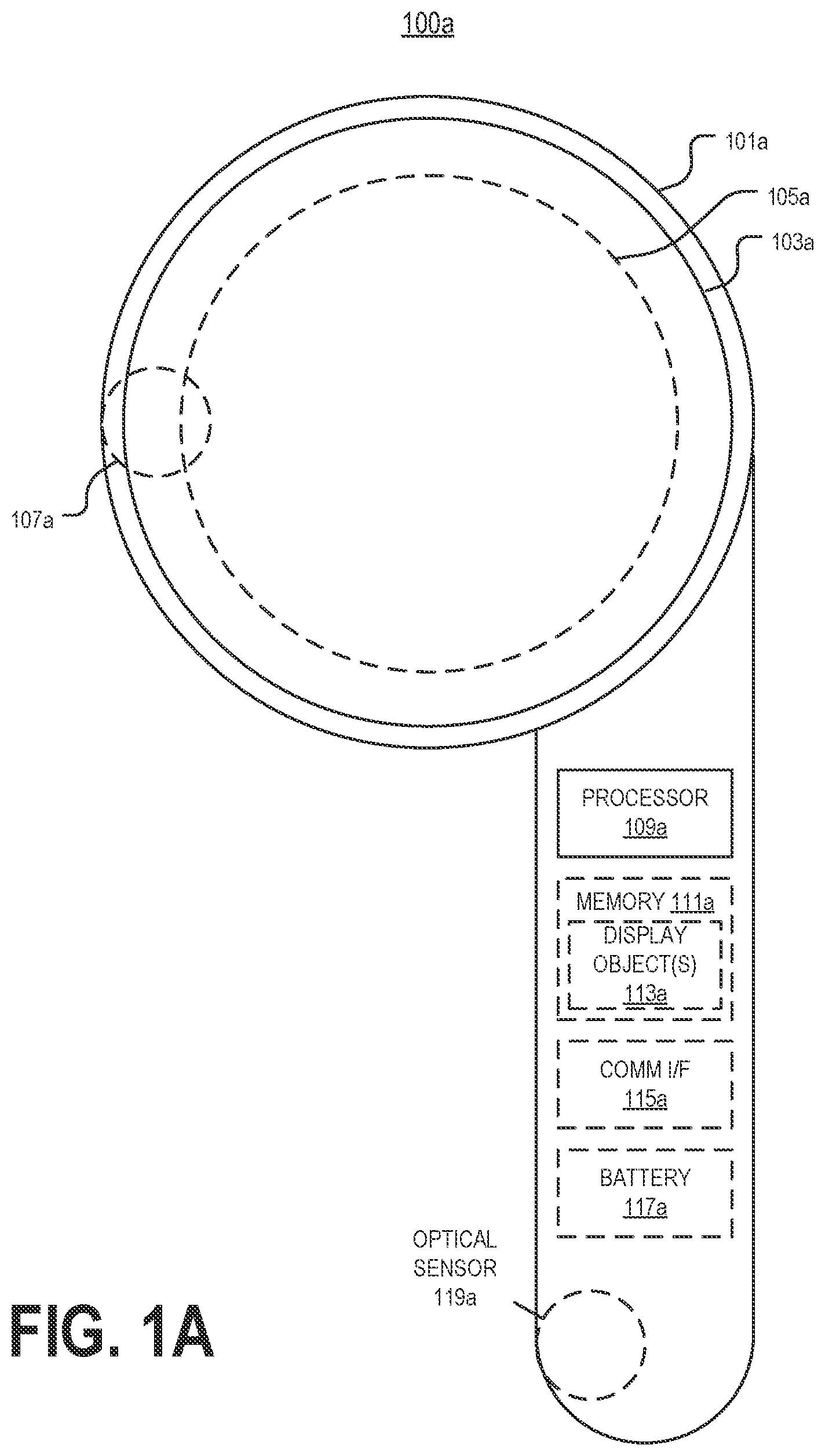 Patent US12616393 Figure 1 – Wearable device with status display